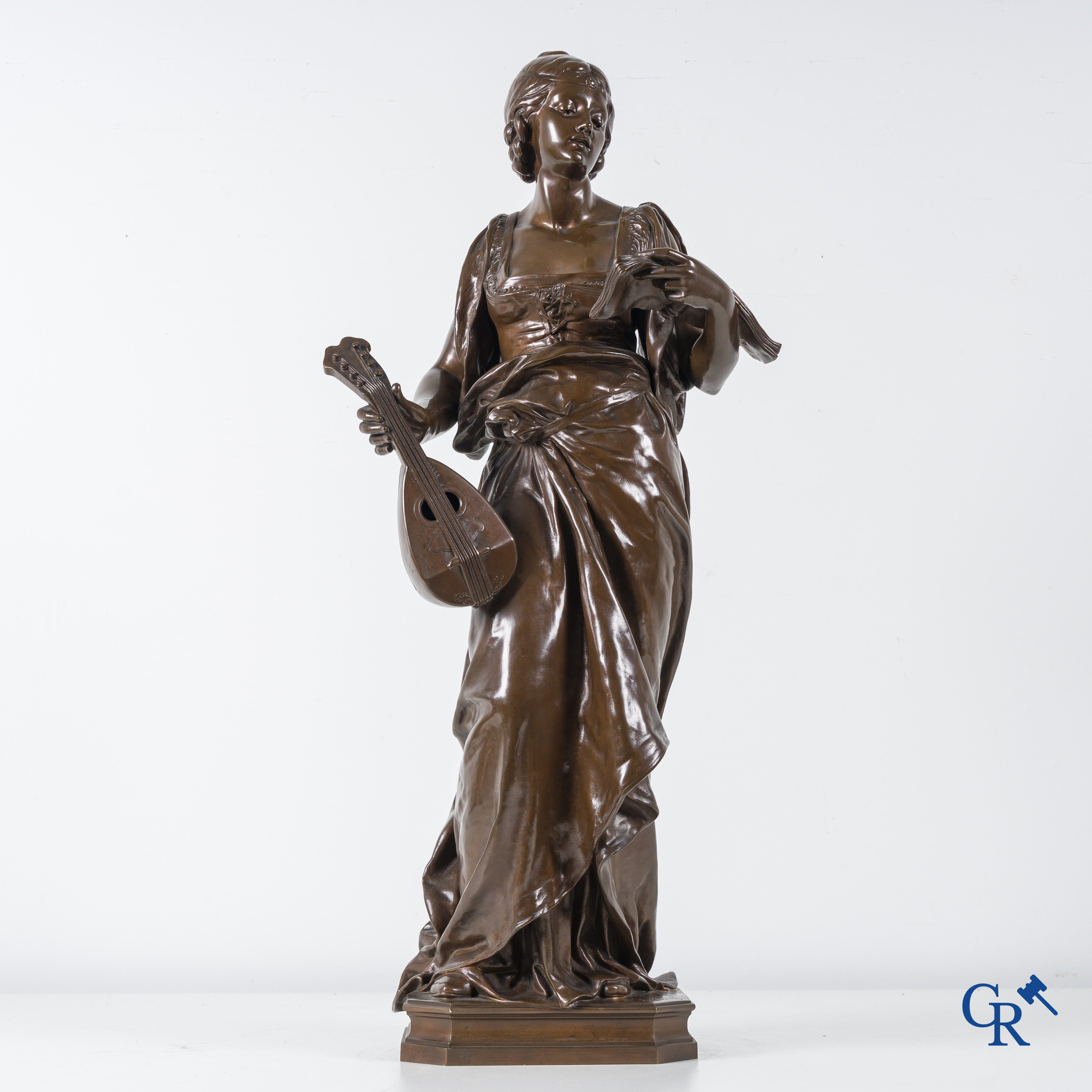 Louis Ernest Barrias (1841-1905) Melody. Bronze statue with brown patina. Thiebaut frères Fondeurs.