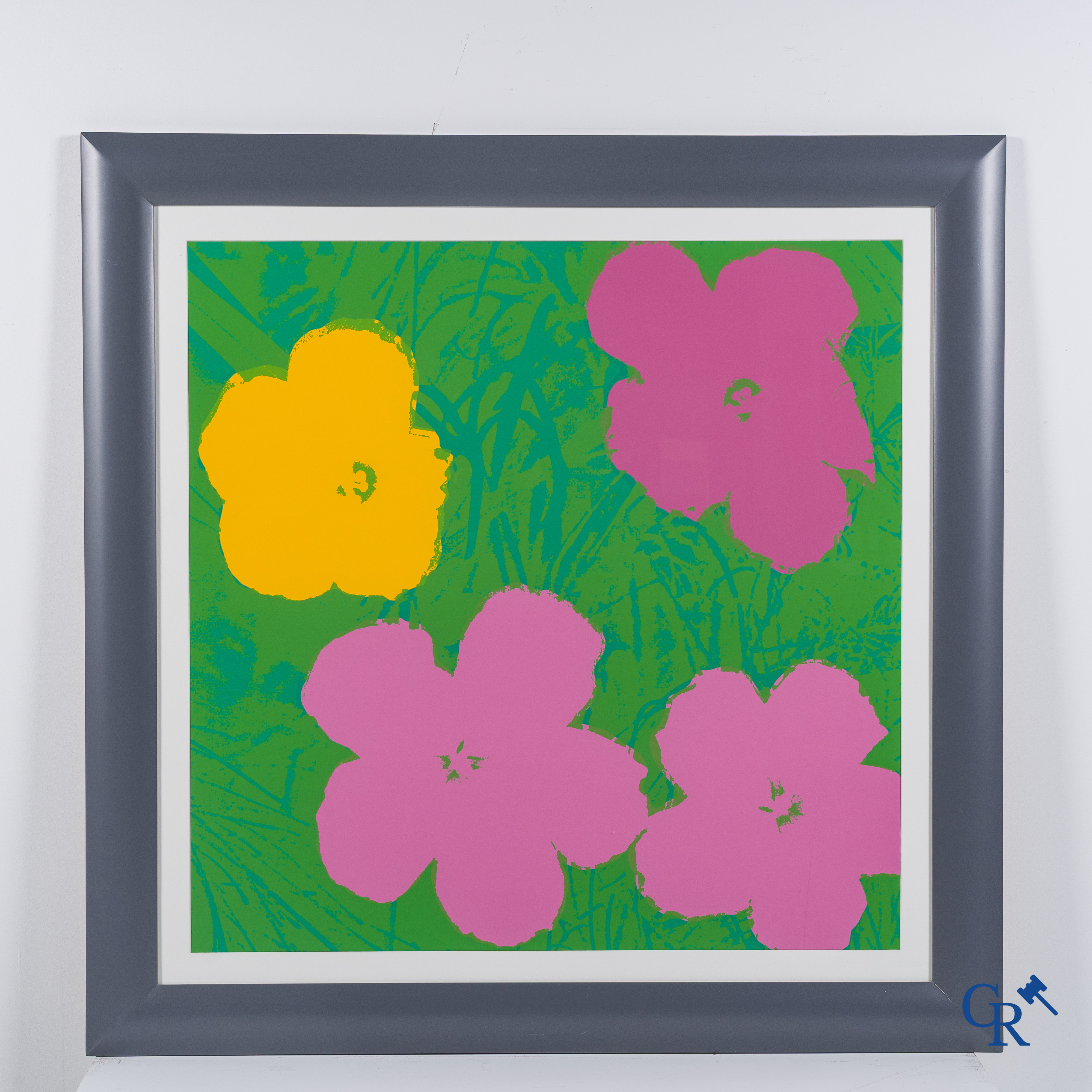 Popart: Andy Warhol (naar) Flowers. Een reeks van 10 ingekaderde zeefdrukken.