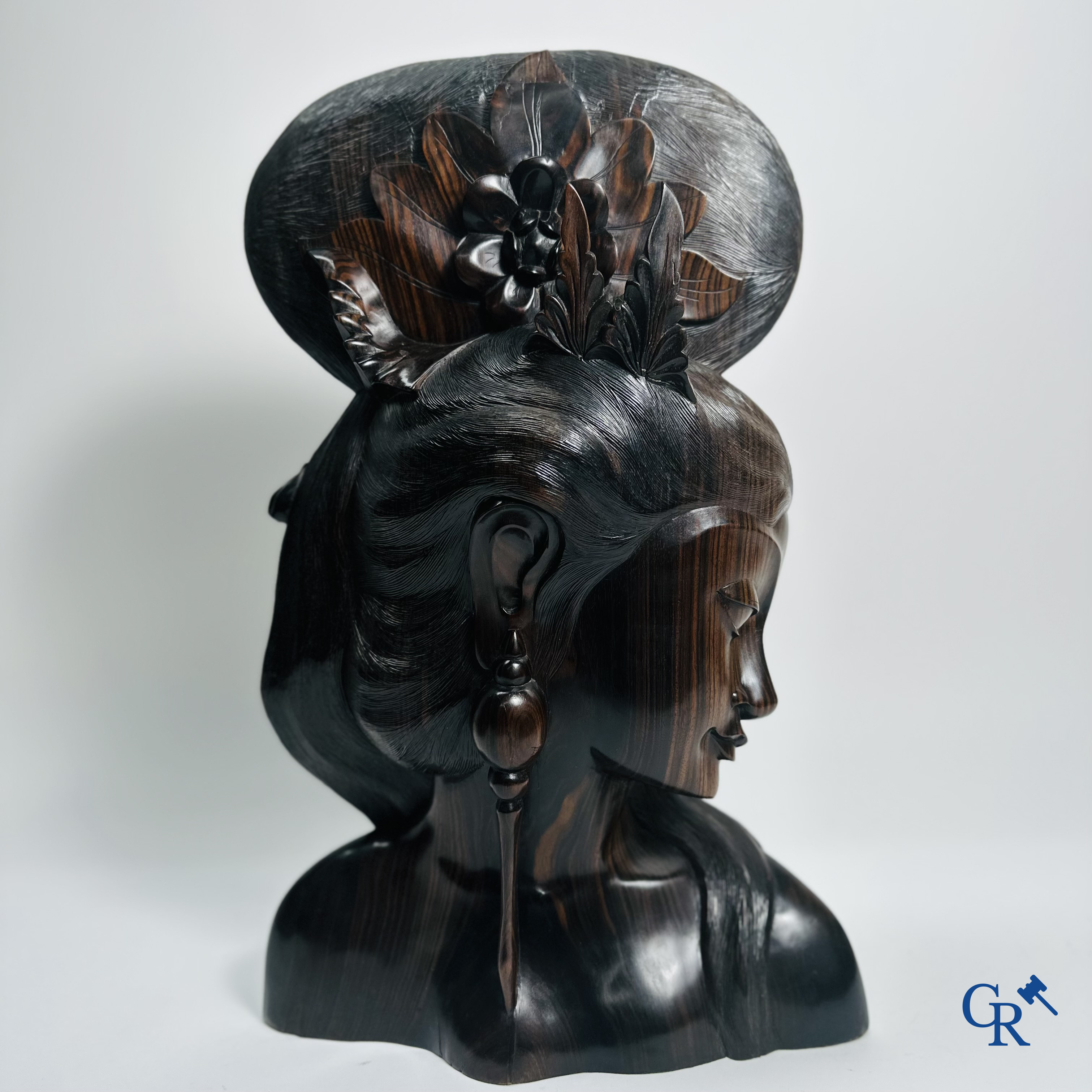 Indonesia: Imposing sculpture in exotic hardwood from a Javanese beauty.