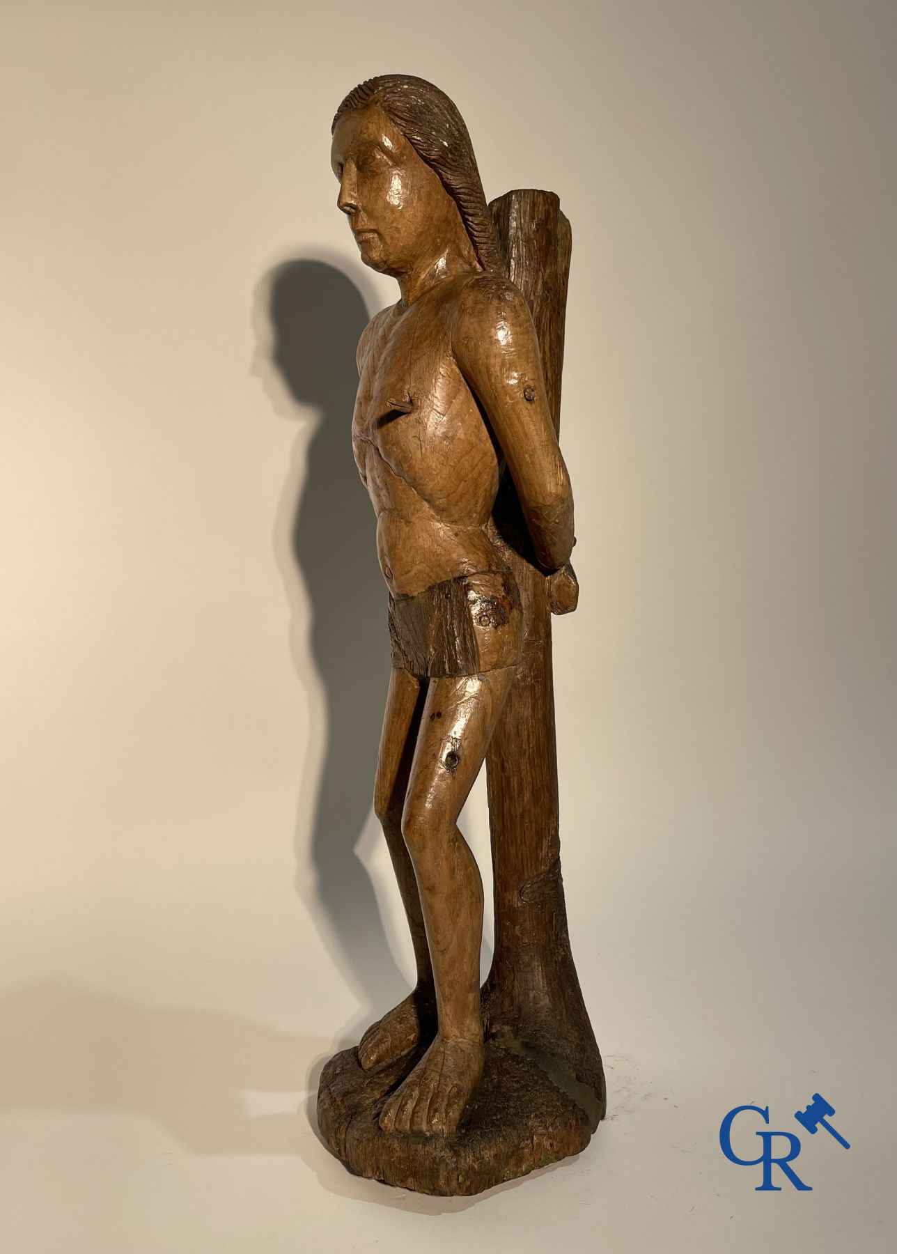 Wooden sculpture: Saint Sebastian 16th - 17th century.