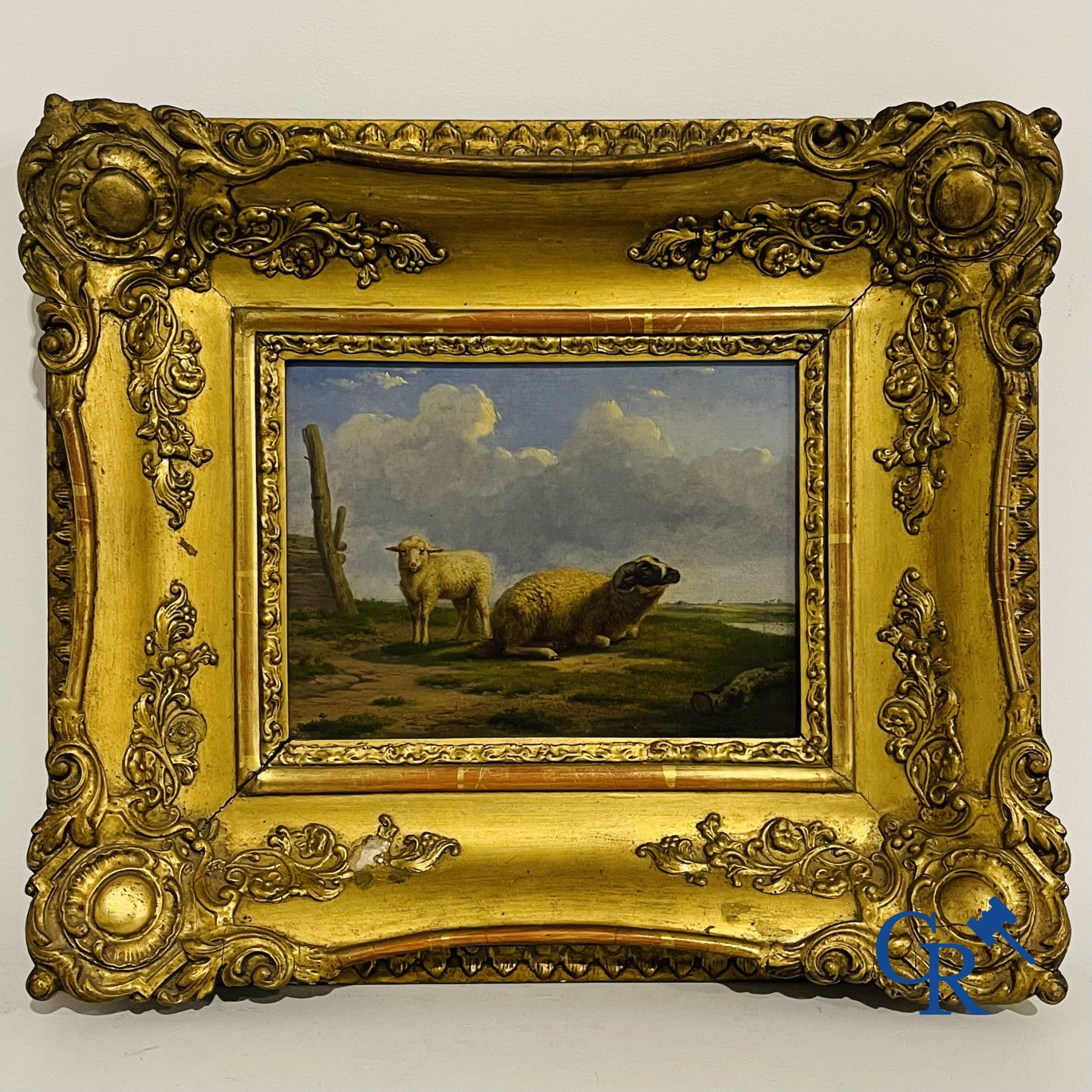 Eugène Verboeckhoven: Sheep in a landscape. oil on panel.