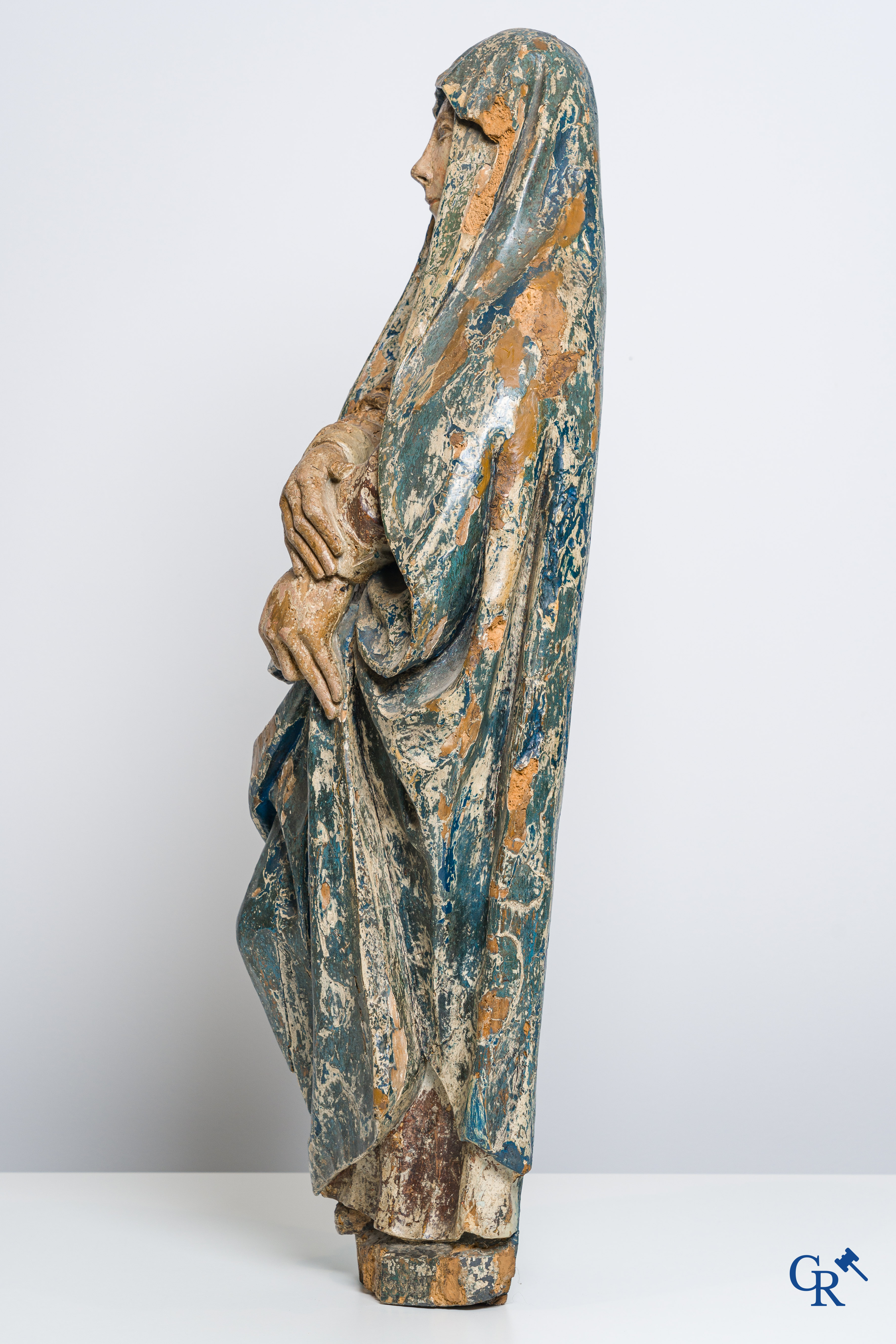 Religious objects, a polychrome wooden statue of a Madonna, 16th century.