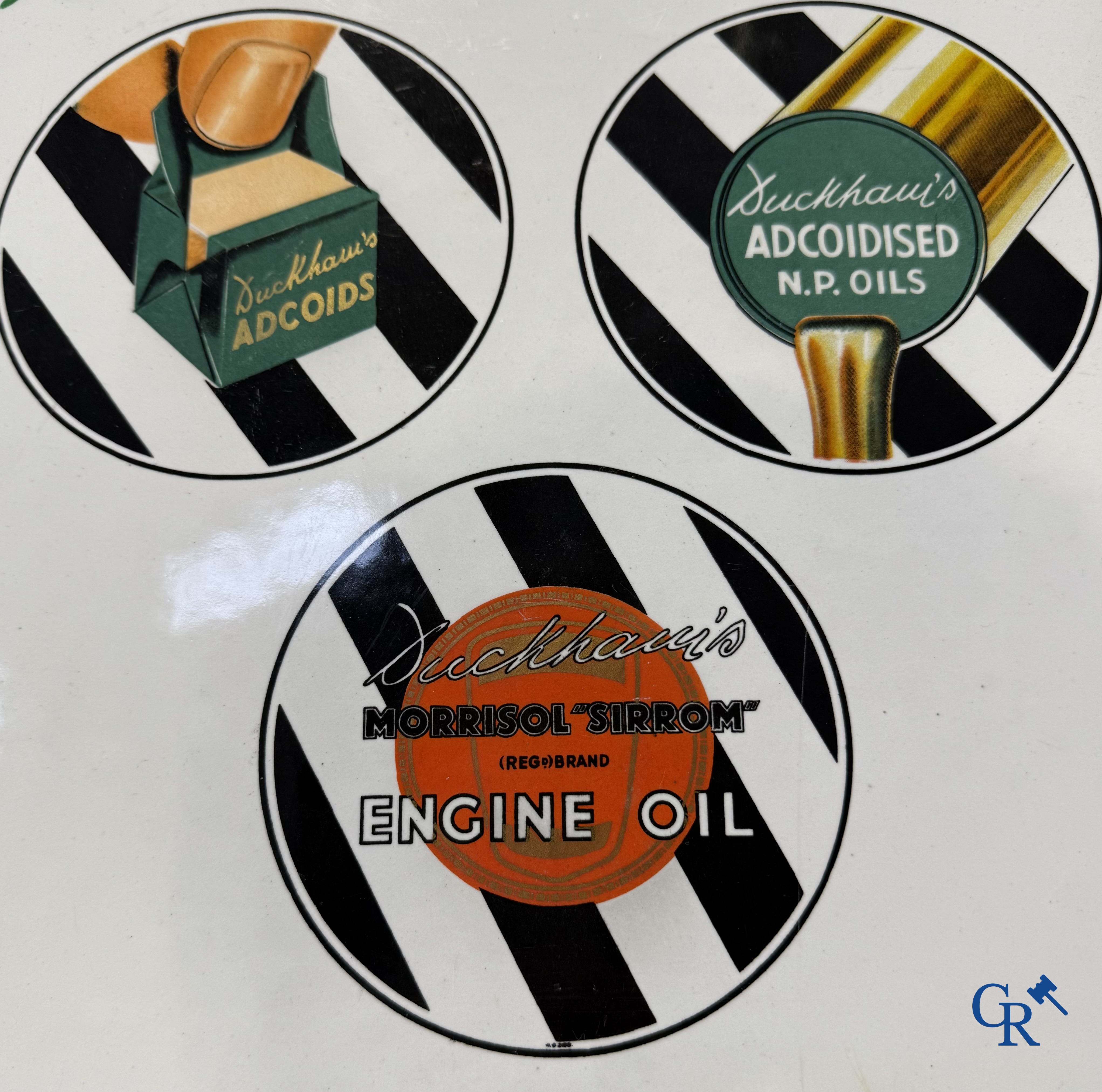 Duckham's Motor Oil. "Best in the World" Prachtig geëmailleerde reclame thermometer. Engelse makelij.