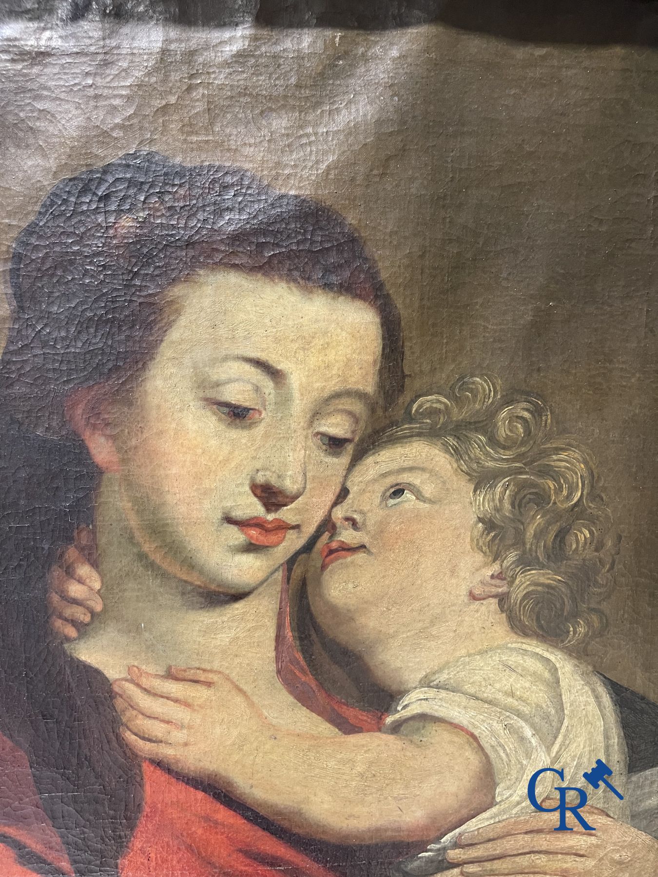 Peinture: huile sur toile. Vierge à l'enfant.