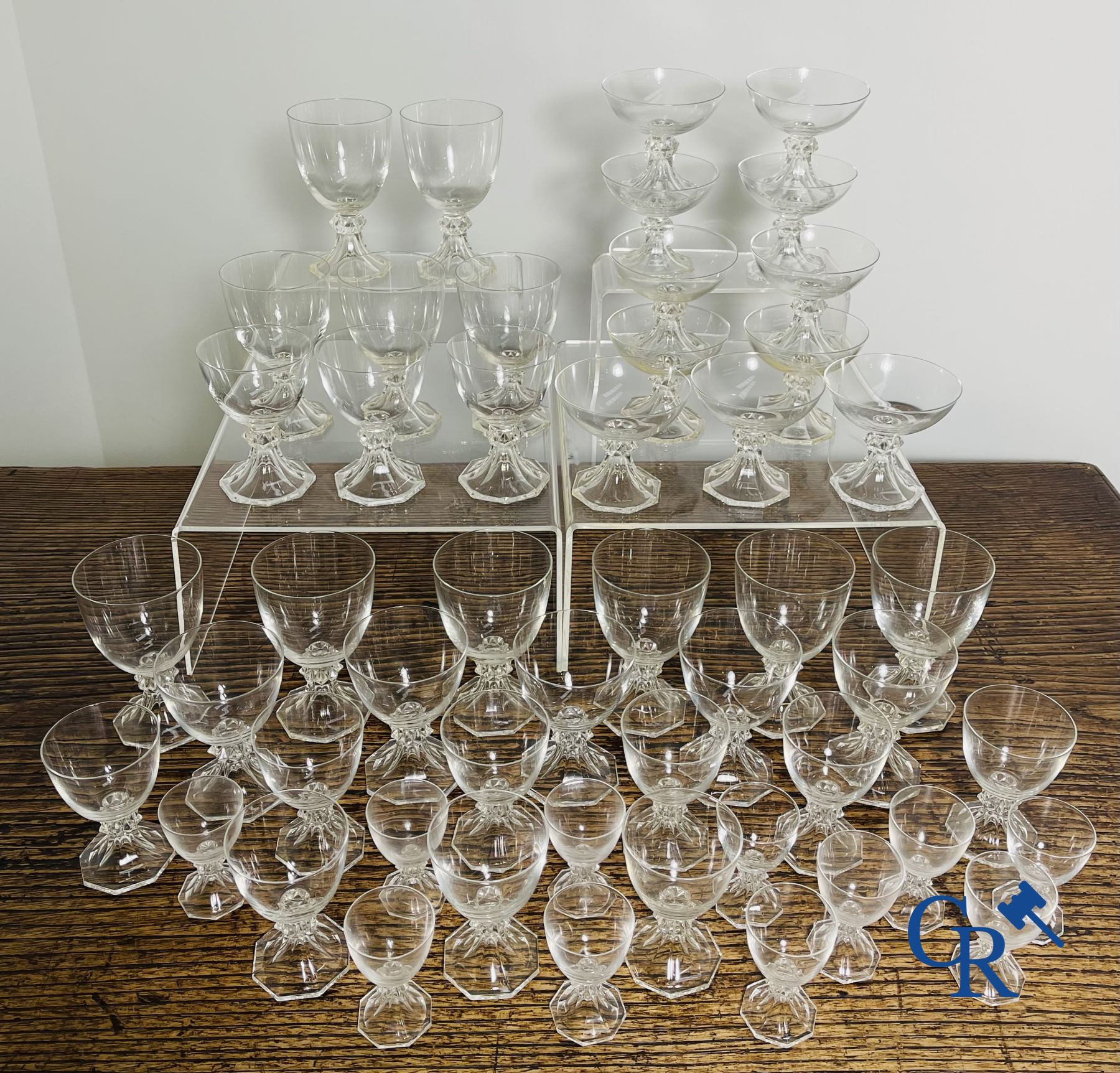 Val Saint Lambert: A serie of about 50 crystal glasses model Yale.