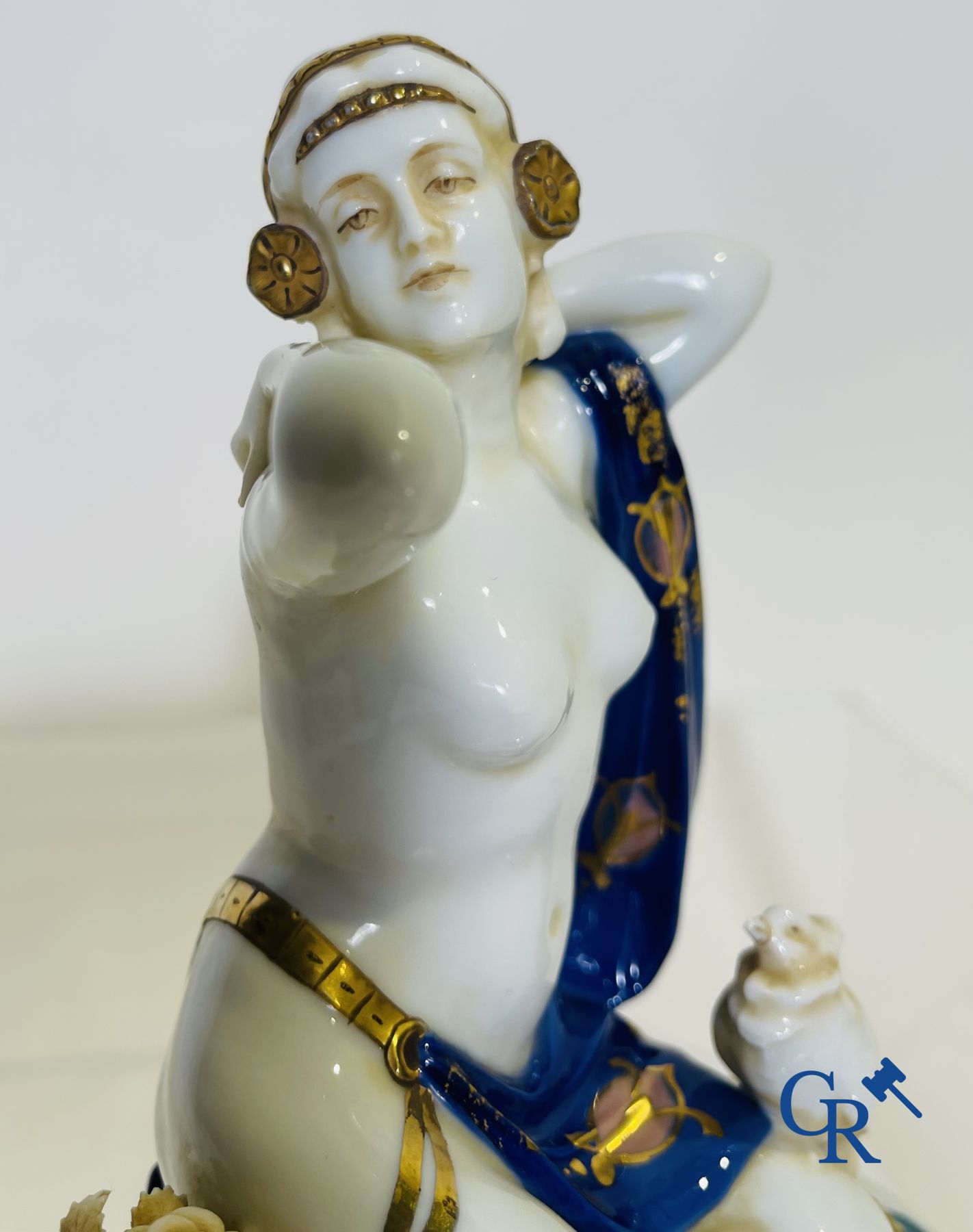 Art deco: An art deco sculpture in finely marked porcelain.