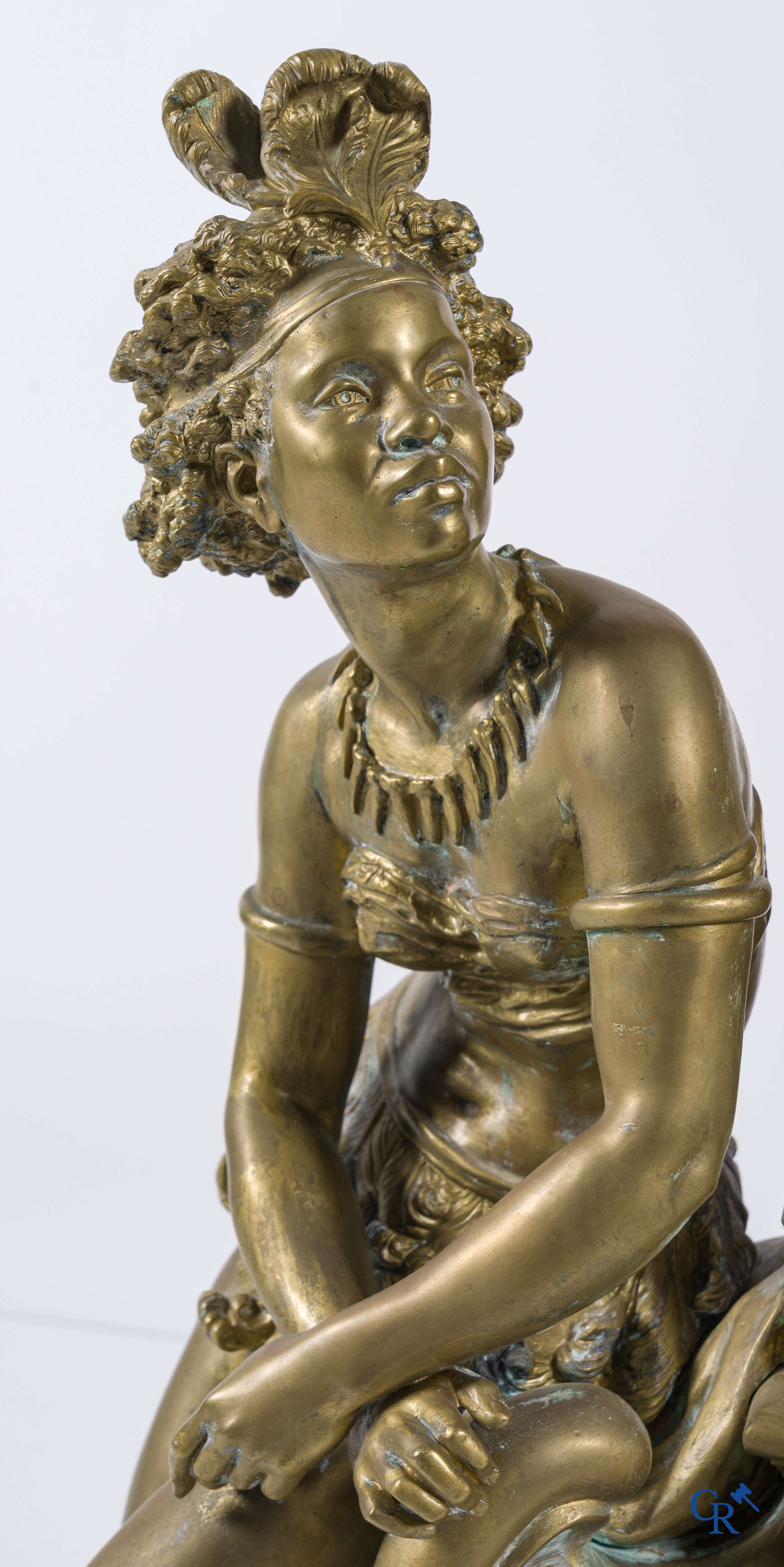 Frédéric-Eugène Piat en Samuel Marti. Uitzonderlijke pendule in brons met Nubische figuren. Circa 1860-1870.