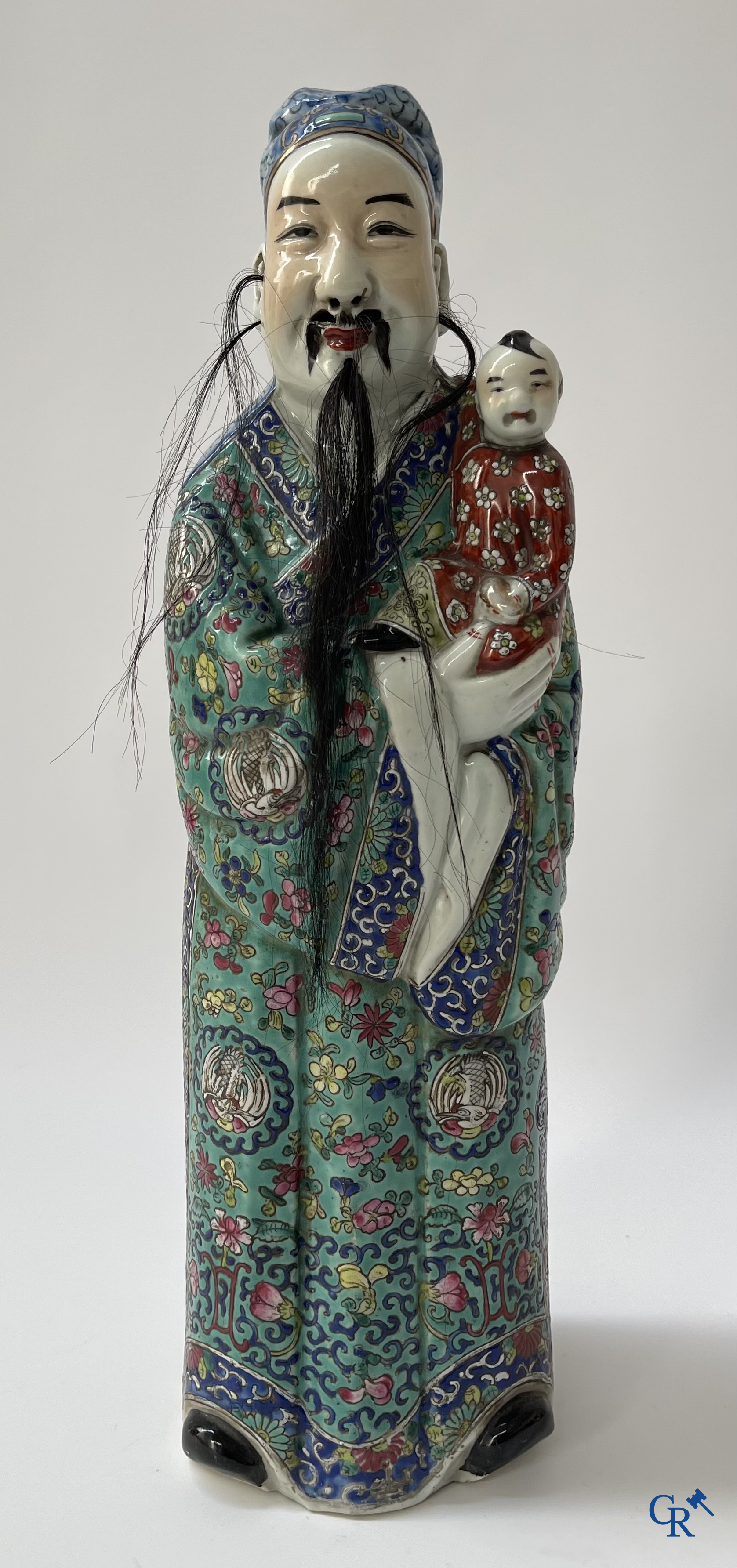 Aziatica, Chinees porselein. 3 Chinese famille rose figuren van onsterfelijken. 19de eeuw.