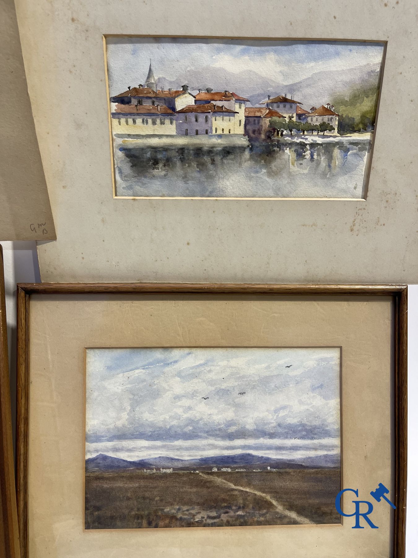 Interessant lot met gouaches en pasteltekeningen. Periode 1880-1920.