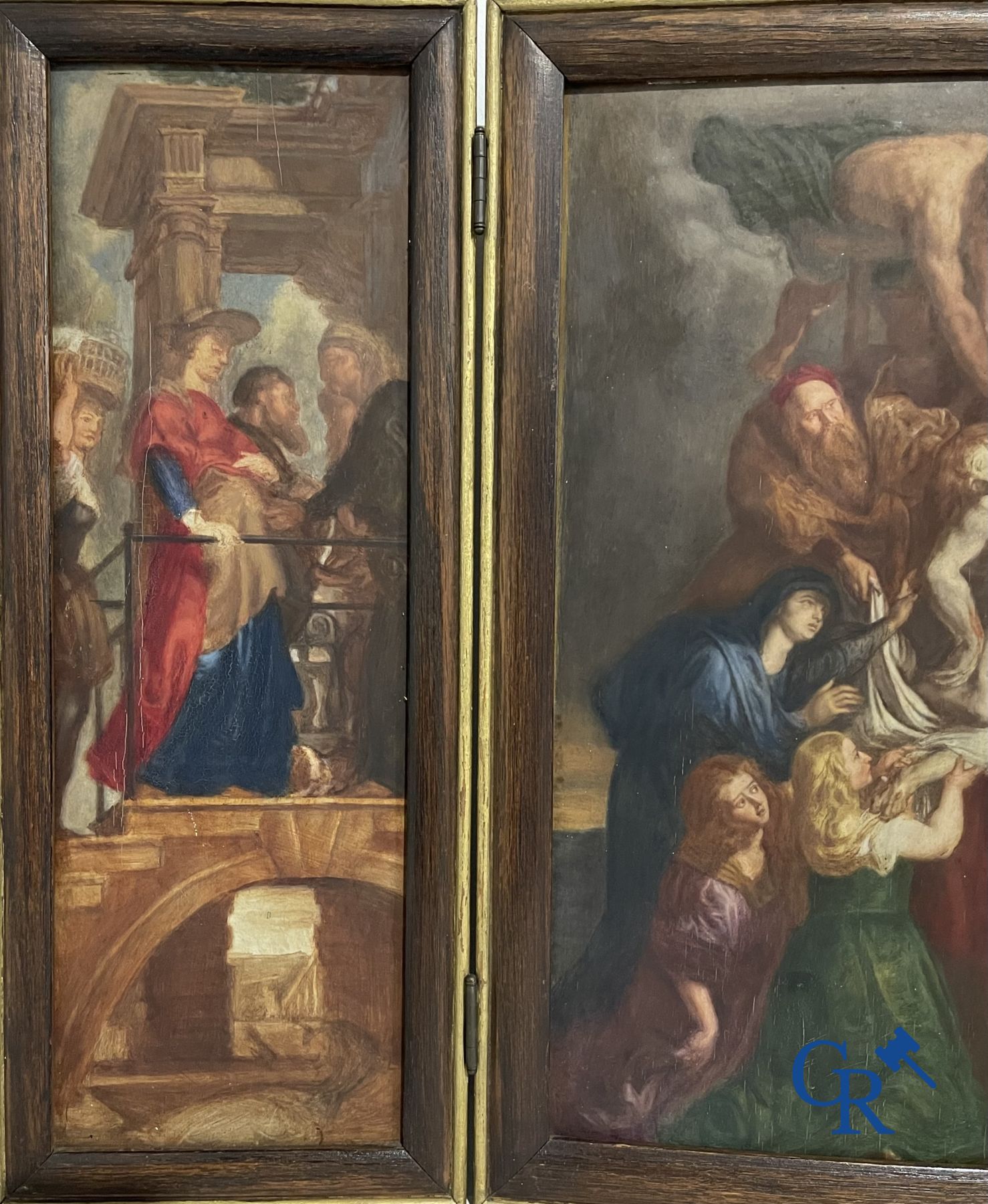 Triptych: After Pieter Paul Rubens, 19th century sketch of the 3 inner panels of the Descent from the Cross.