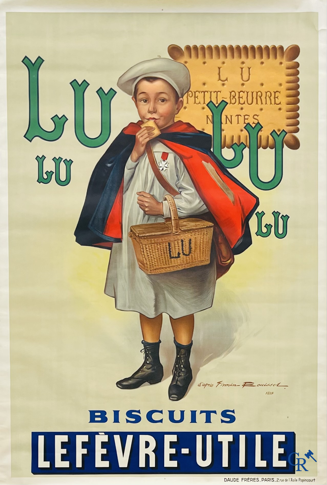 Firmin Bouisset (1859-1925) LU, biscuits Lefèvre-Utile. Publiciteits lithografie voor Petit-Beurre. Daude Frères-Paris.