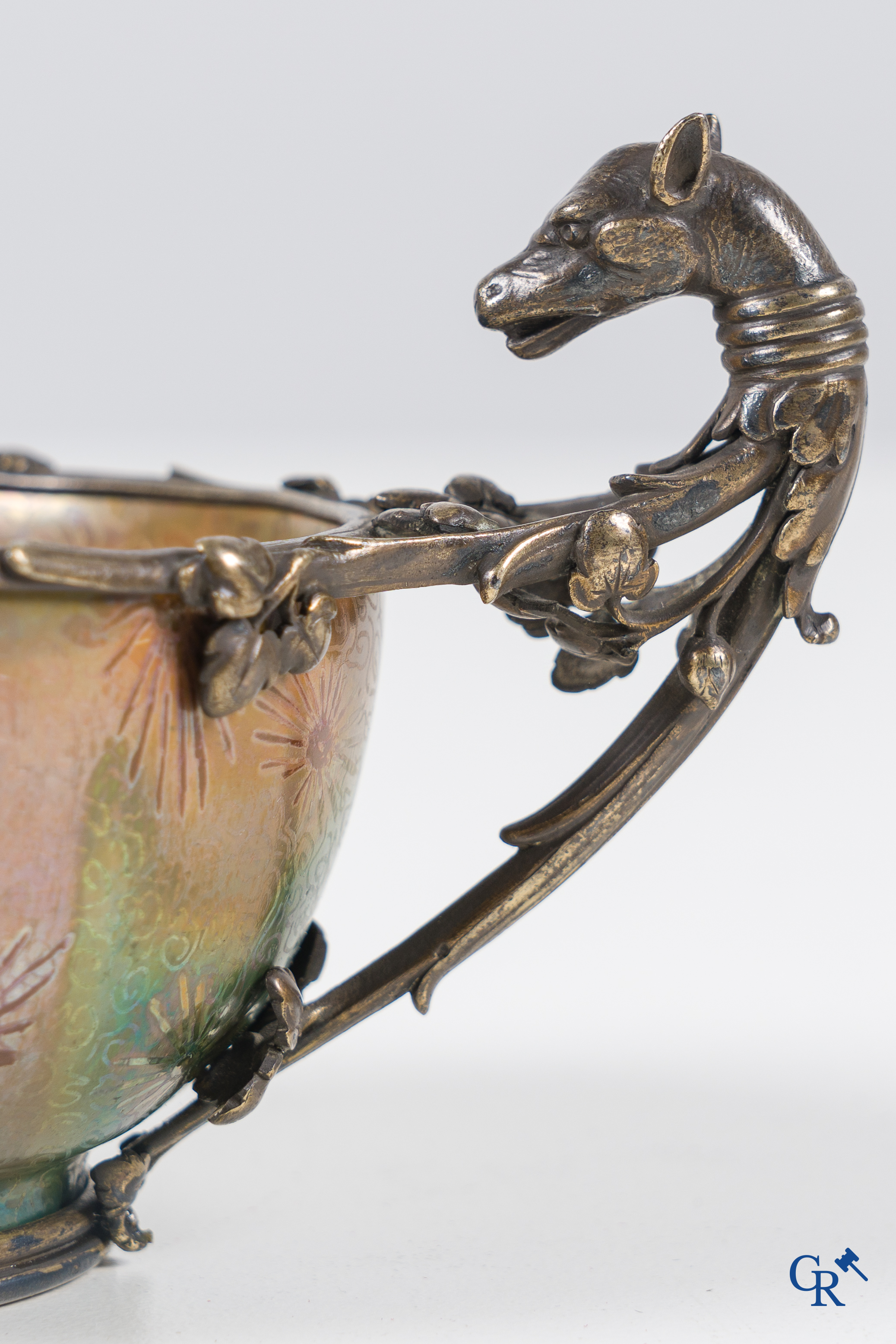 Frédéric Boucheron, Clement Massier and Lucien Hirtz. Forged silver and ceramics. Paris work circa 1897.