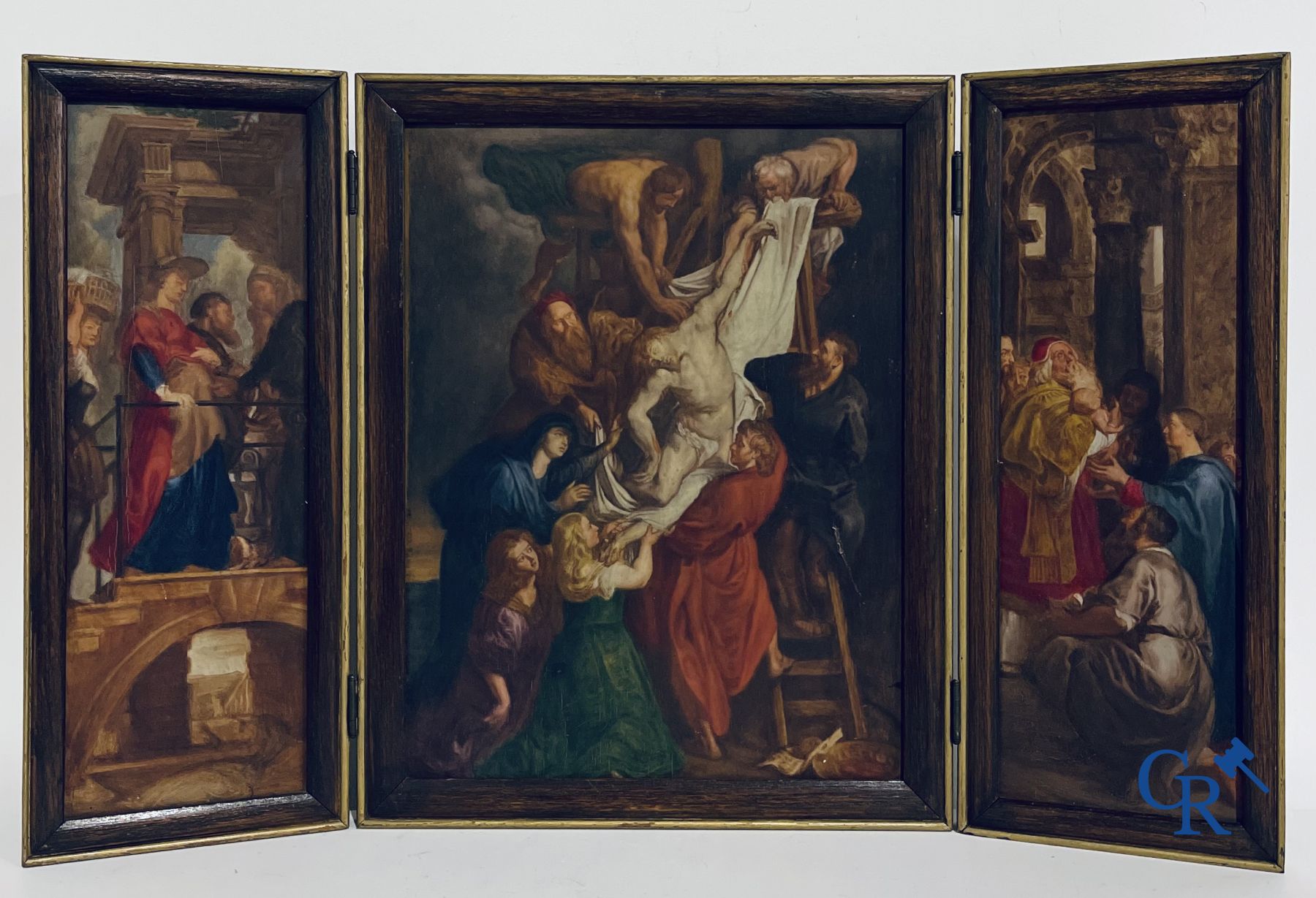 Triptych: After Pieter Paul Rubens, 19th century sketch of the 3 inner panels of the Descent from the Cross.