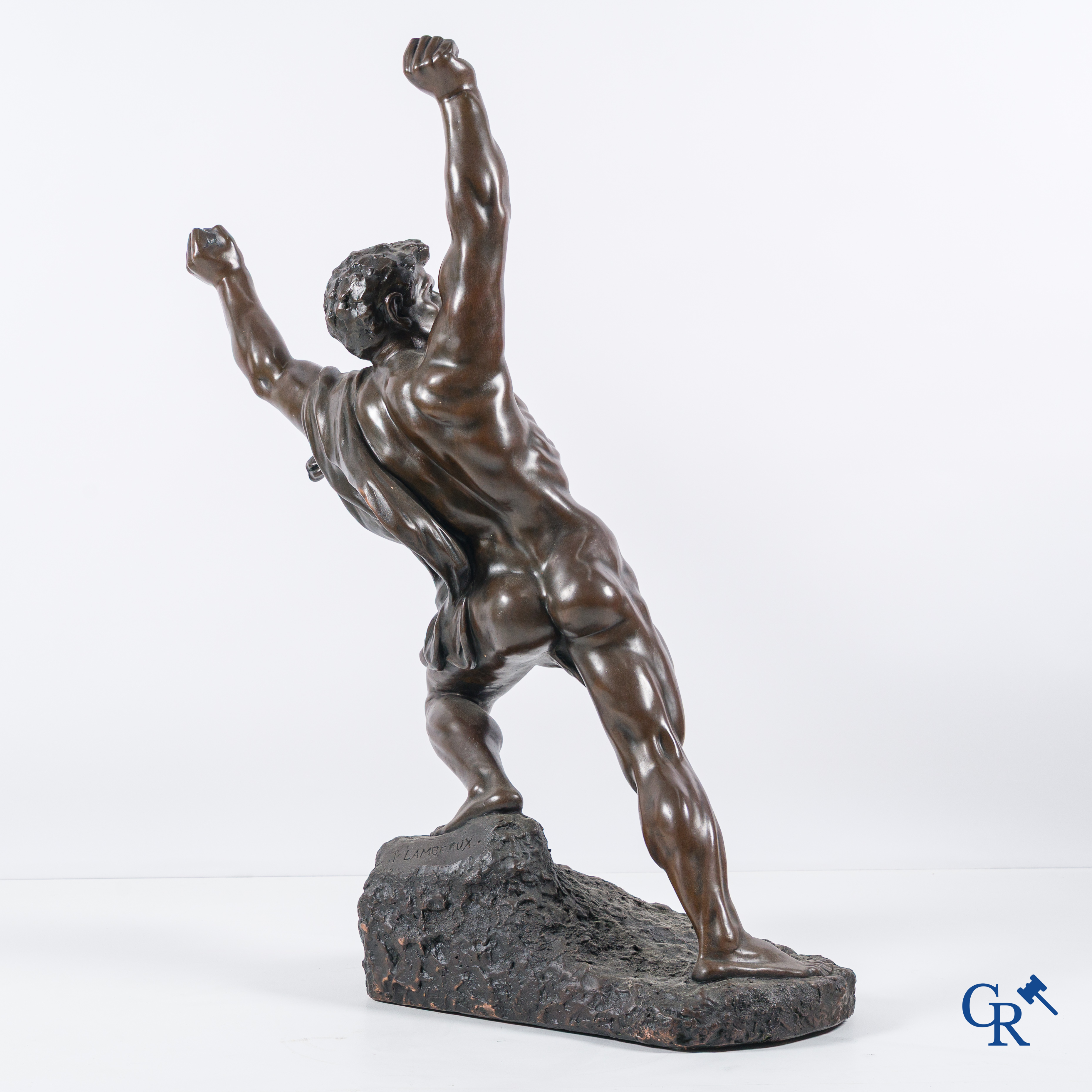 Jef Lambeaux (1852-1908), "Le vainqueur". Grande statue en galvano, vers 1900.