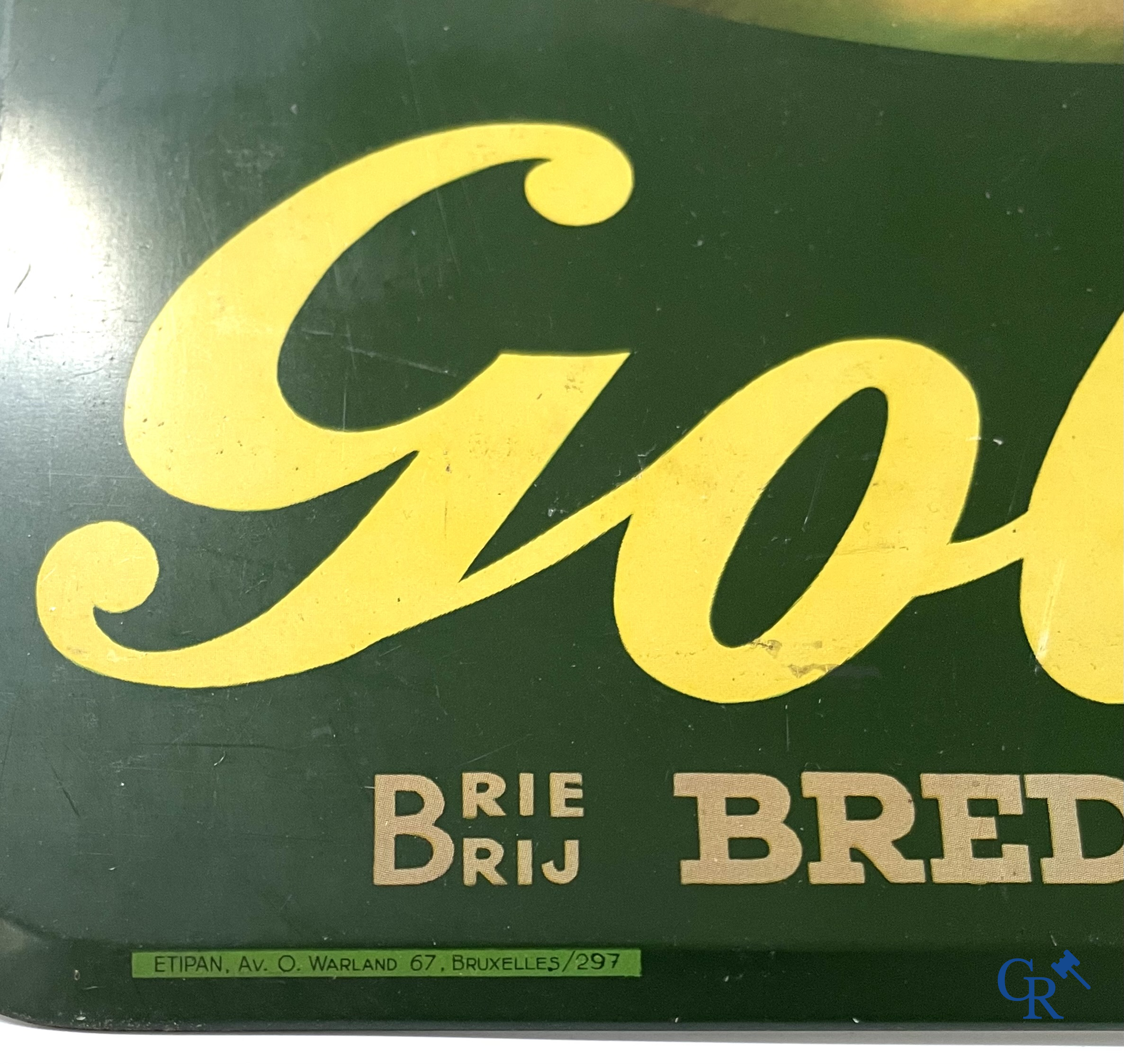 Goldor, Brouwerij Breda te Leuven. Publiciteit voor Goldor Pils gedrukt op metaal. Creation Etipan Bruxelles 1957.