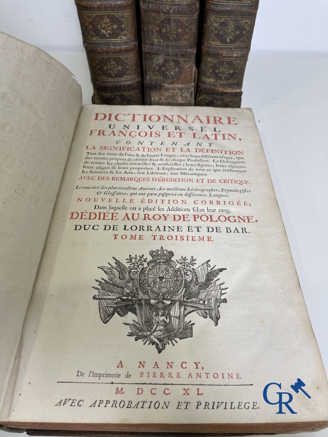 Oude boekdrukken: Dictionnaire de Trévoux, Pierre Antoine 1740.