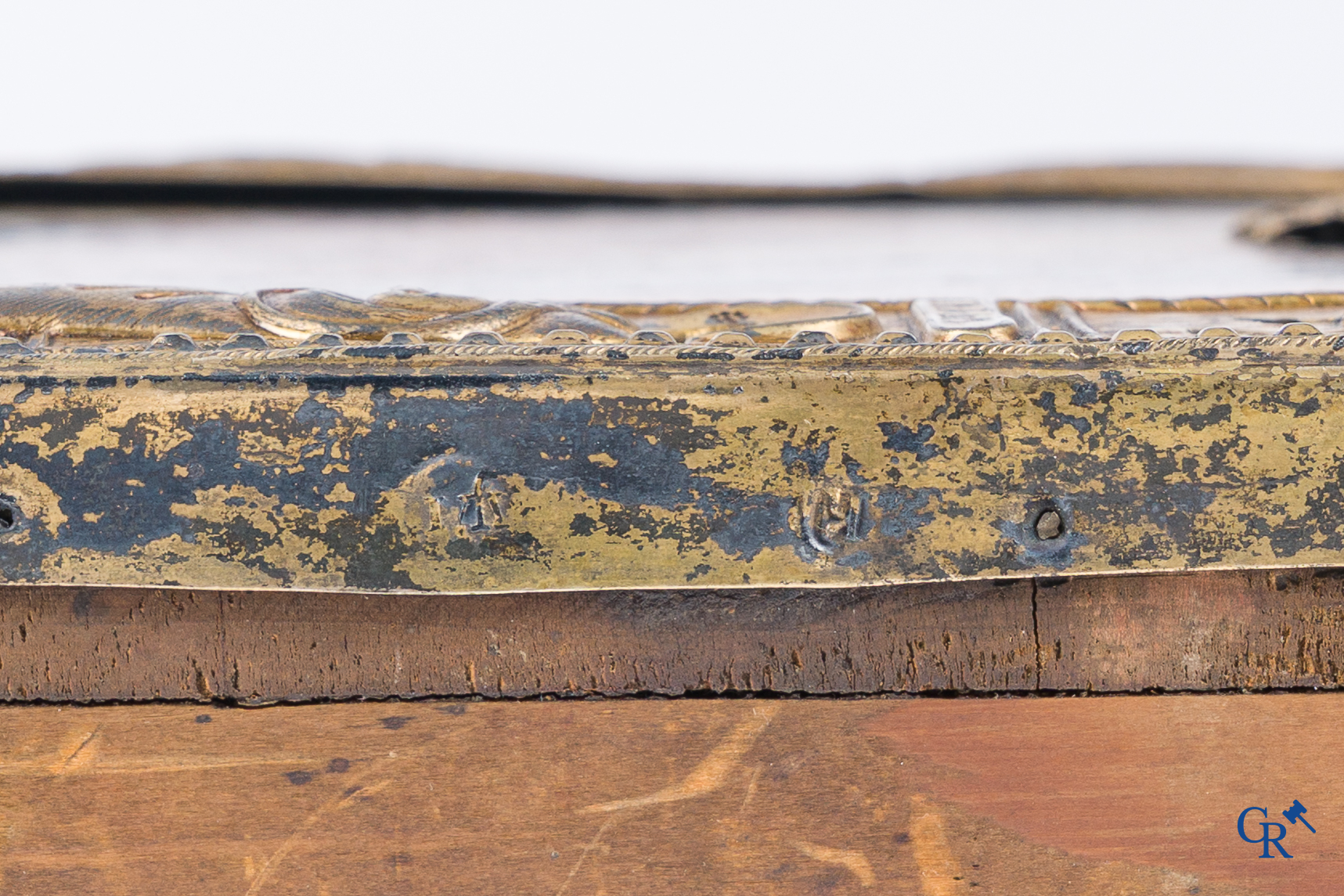 Russisch werk. De geboorte van Jezus. Grote Russische icoon met zilver oklad. Zilvergehalte 84 en gedateerd 1883.