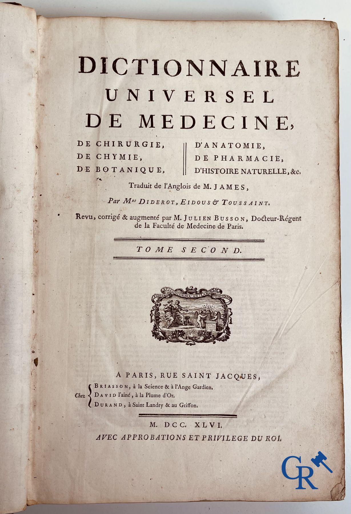 Early printed books: Dictionnaire Universel de Medecine, Robert James. 6 volumes, Paris 1746-1748.