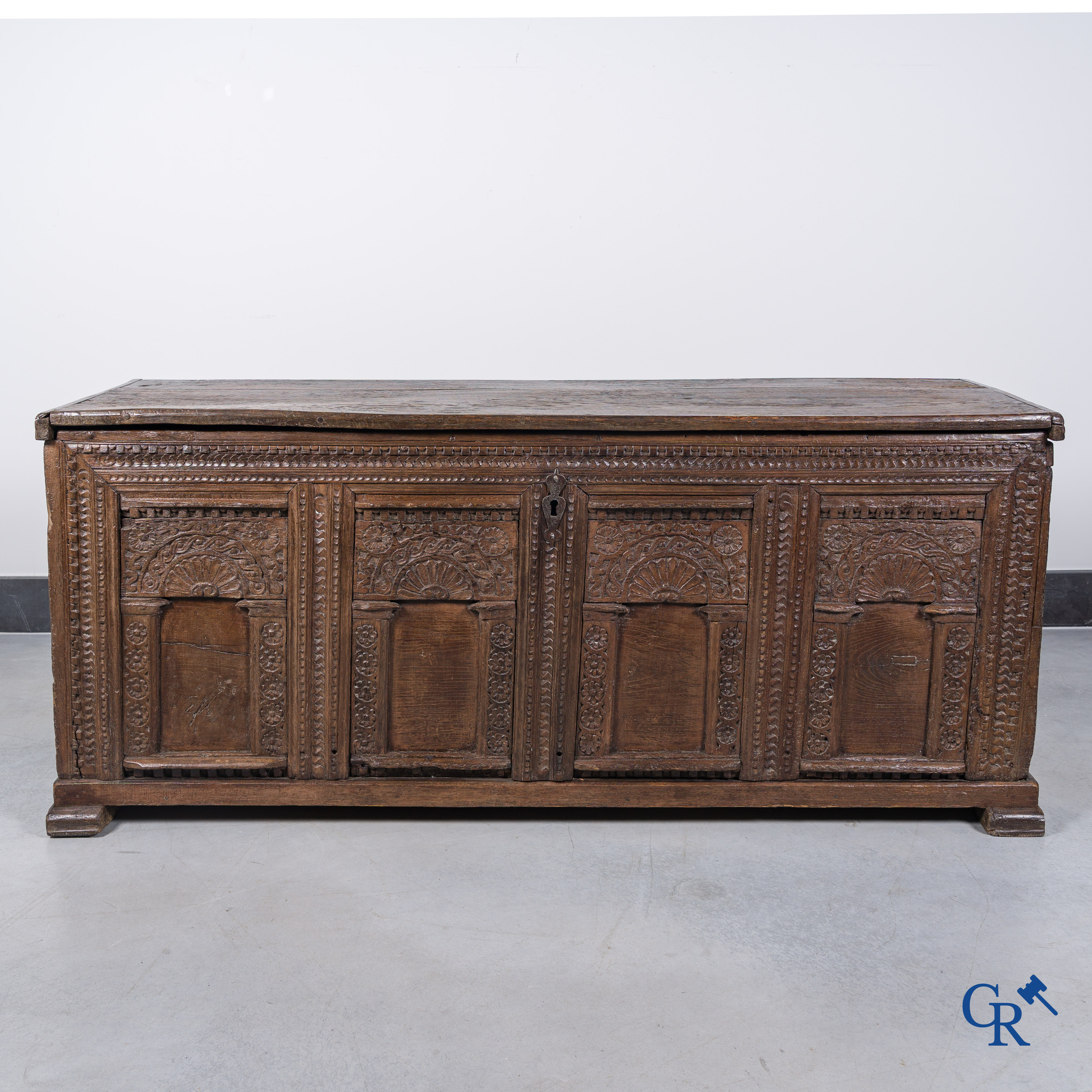 Antique wooden trunk, 18th century.