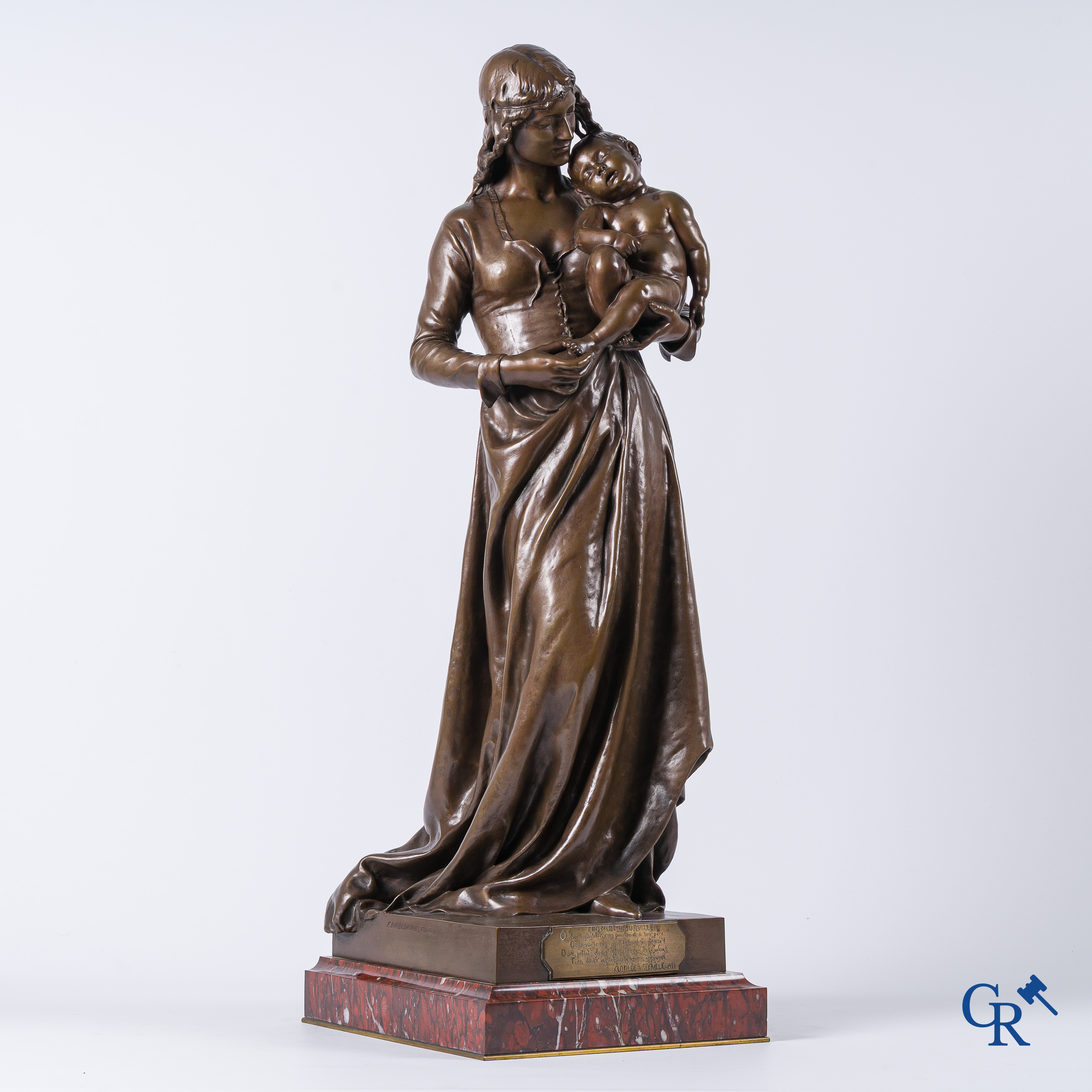 Jean Gautherin (1840-1890) en gieterij Barbedienne. Clotilde de Surville. Bronzen beeld met bruine patine.