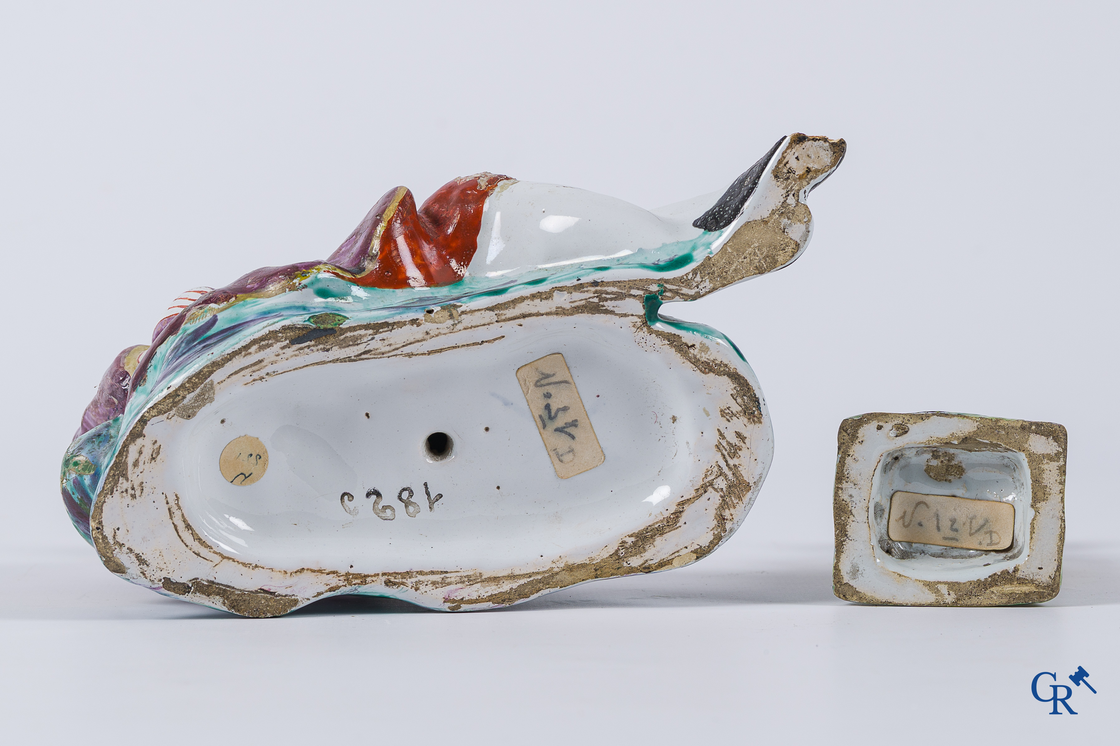 Earthenware. 2 form pieces in 18th century faience, most probably Holland, Delft.
