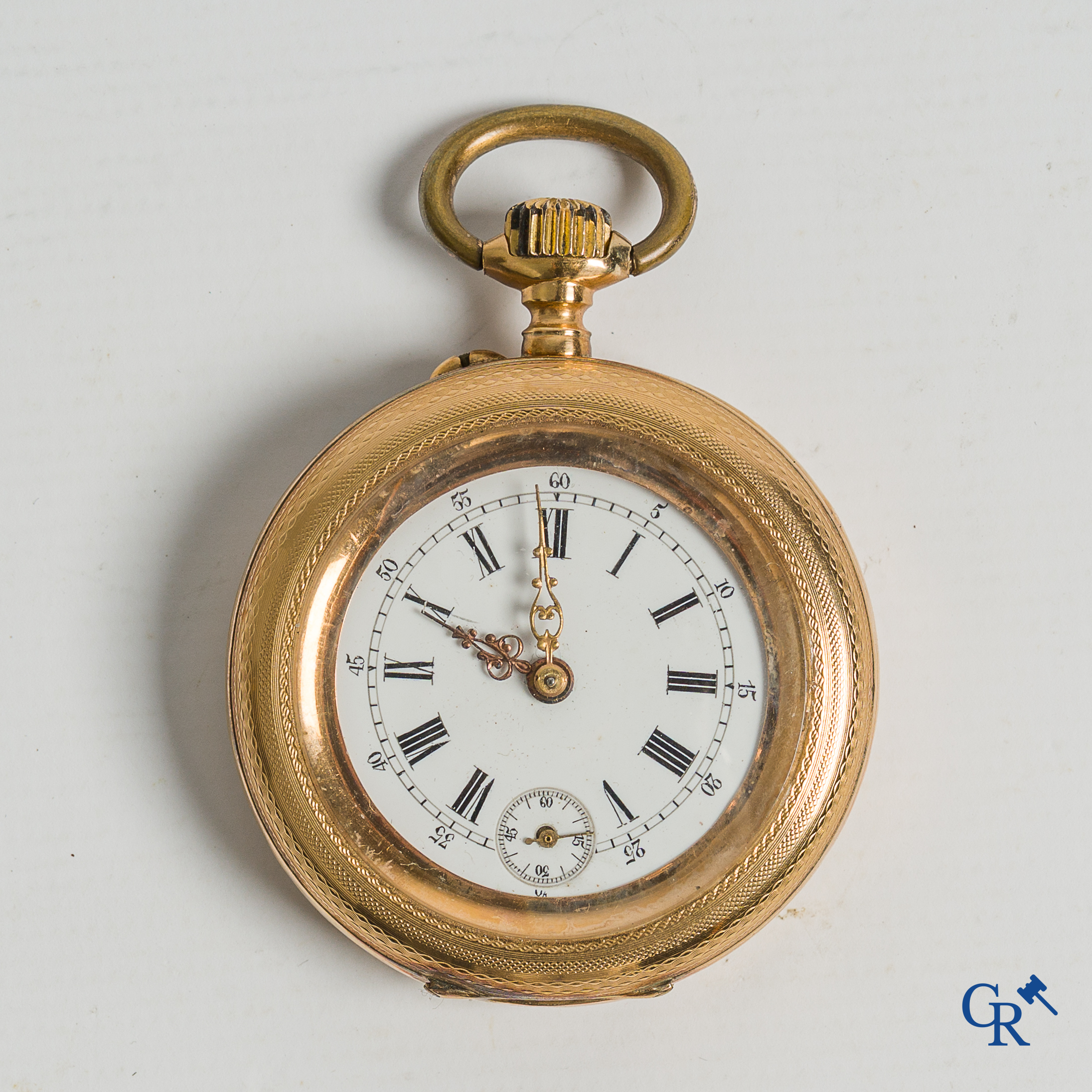 Uurwerken. Antieke zakhorloge met 18 karaats gouden 750°/00 horlogekast.