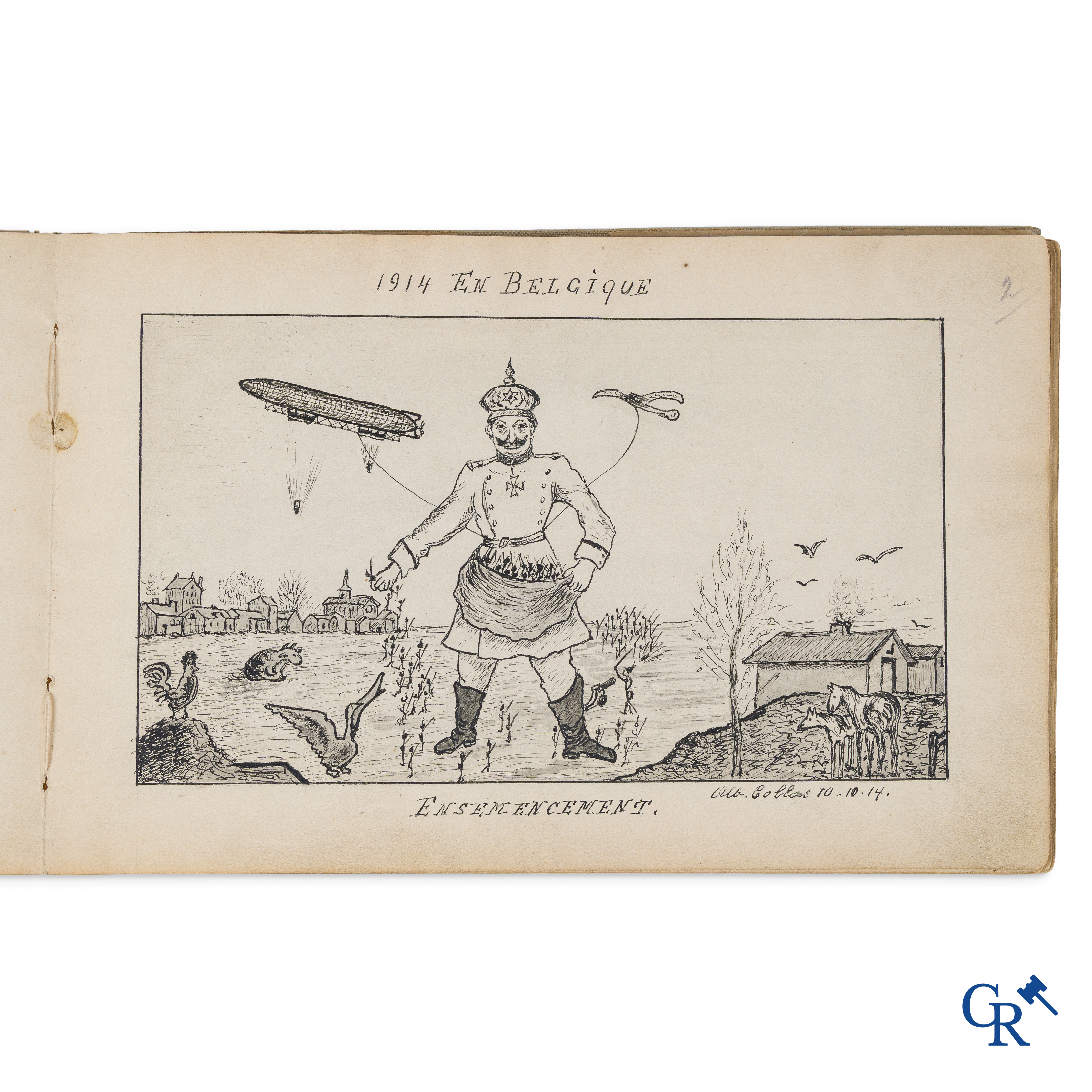 Louis Raemaekers. Schetsenboek gesigneerd Albert Collas en geadresseerd aan Harry Perry Robinson.