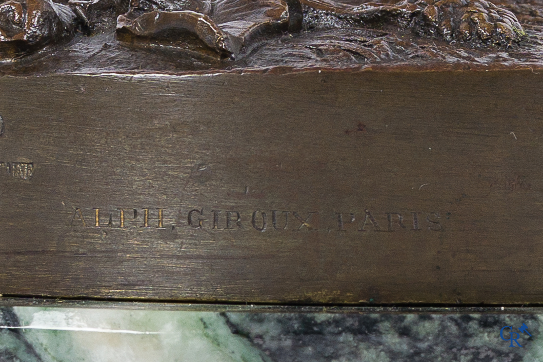 James Pradier. "De Jacht" Bronzen beeld met bruine patine. Alphonse Giroux en gieterijstempel Delafontaine. 19e eeuw.