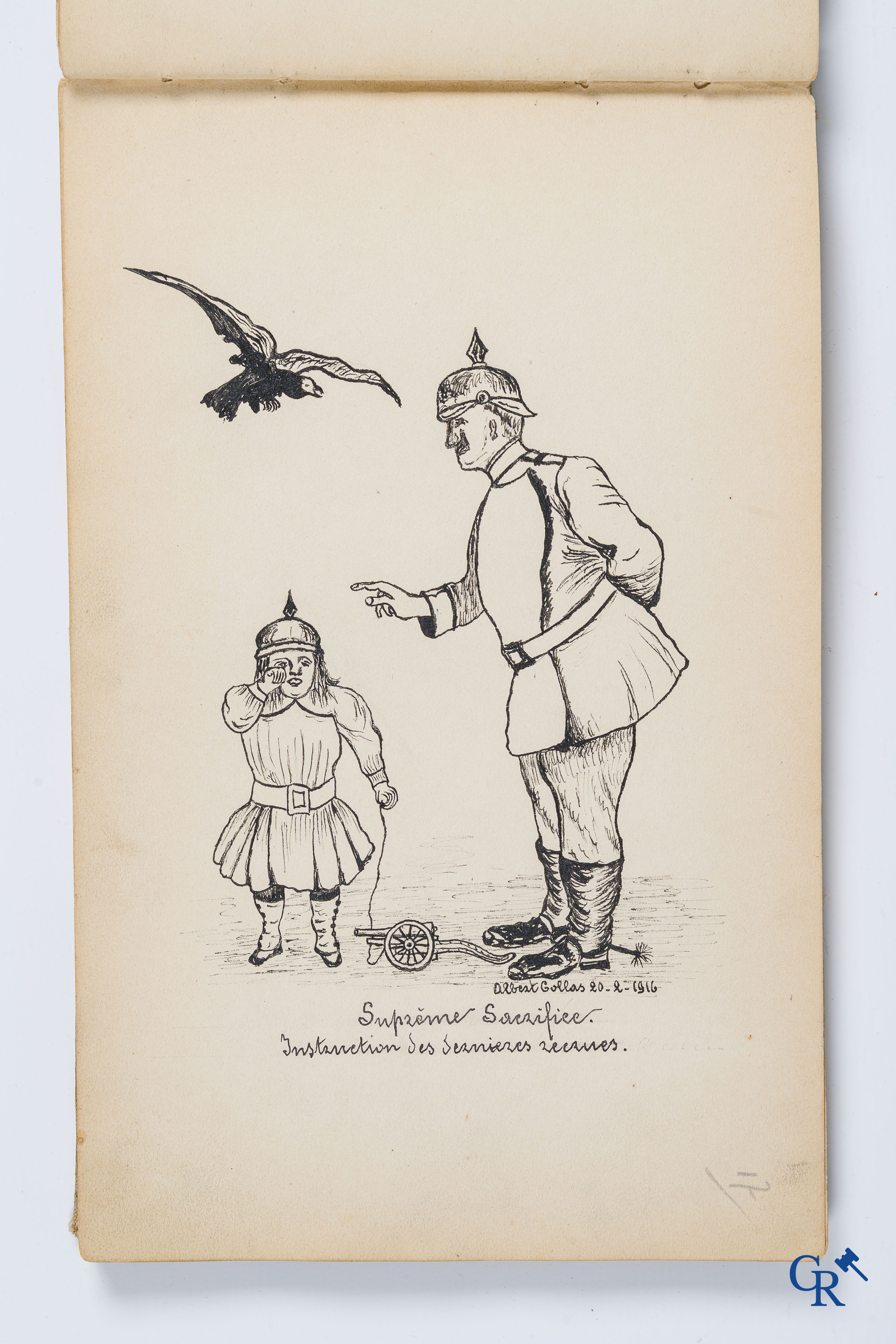 Louis Raemaekers. Schetsenboek gesigneerd Albert Collas en geadresseerd aan Harry Perry Robinson.