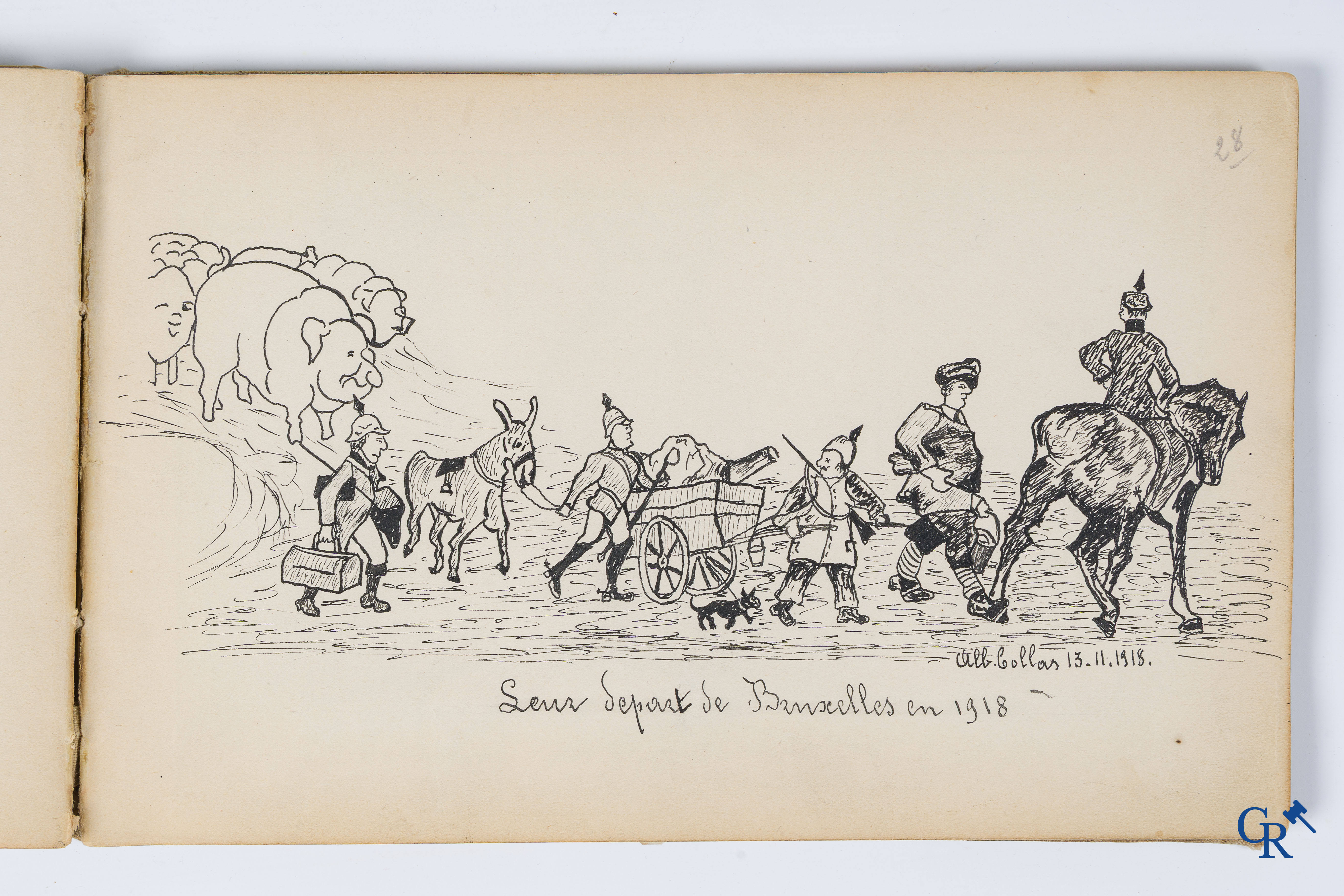 Louis Raemaekers. Schetsenboek gesigneerd Albert Collas en geadresseerd aan Harry Perry Robinson.