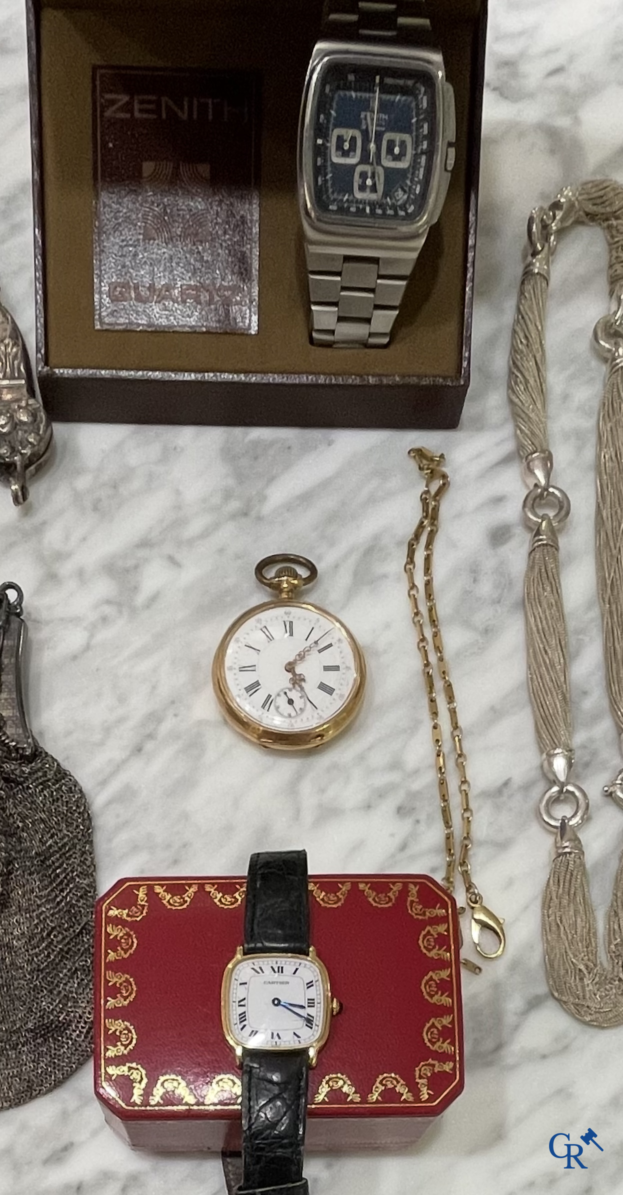 Uurwerken. Zakhorloge in goud 750/°00.