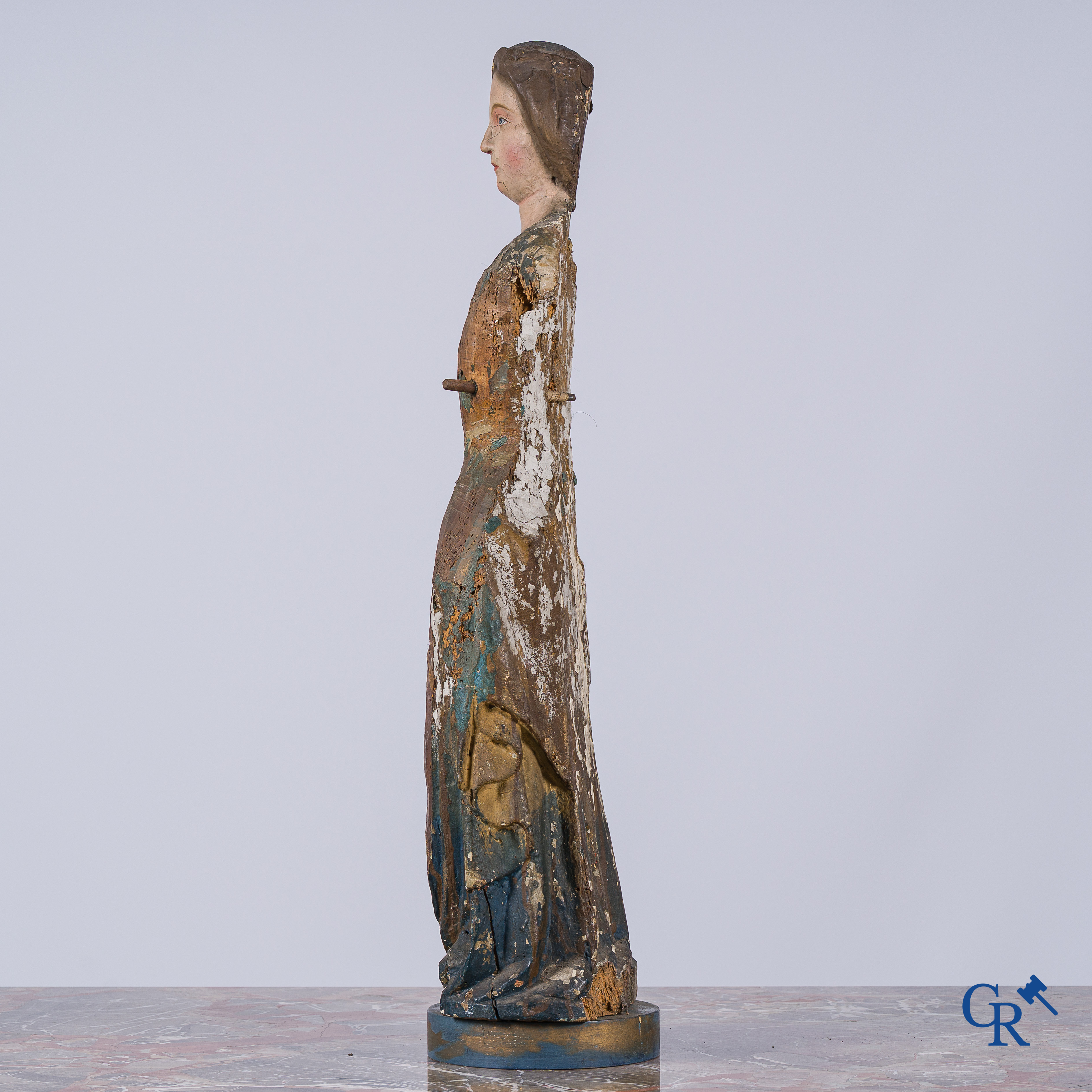 Religieuze objecten. Houtgesculpteerd en gepolychromeerd processiebeeld. 18e eeuw.