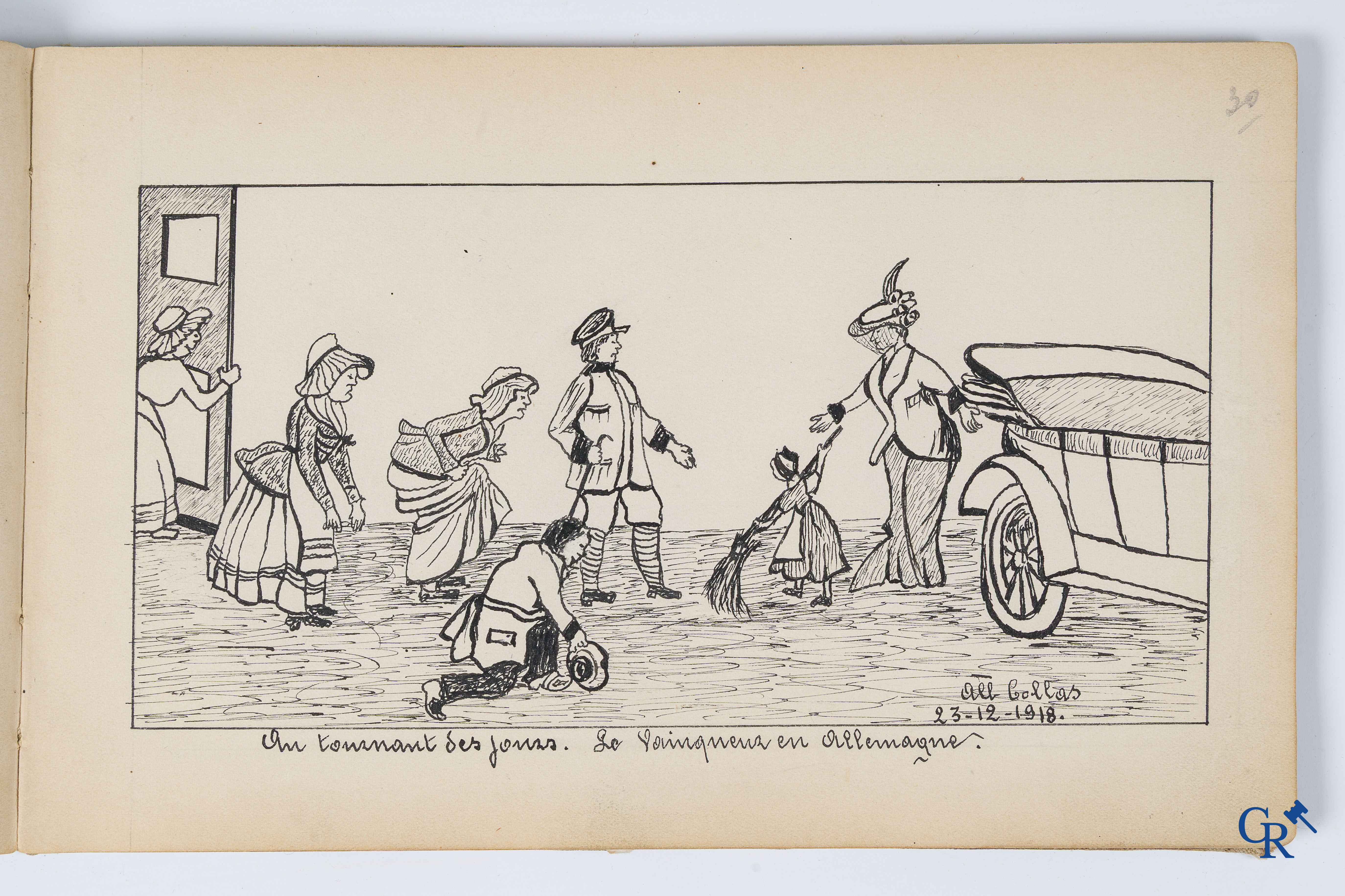 Louis Raemaekers. Schetsenboek gesigneerd Albert Collas en geadresseerd aan Harry Perry Robinson.