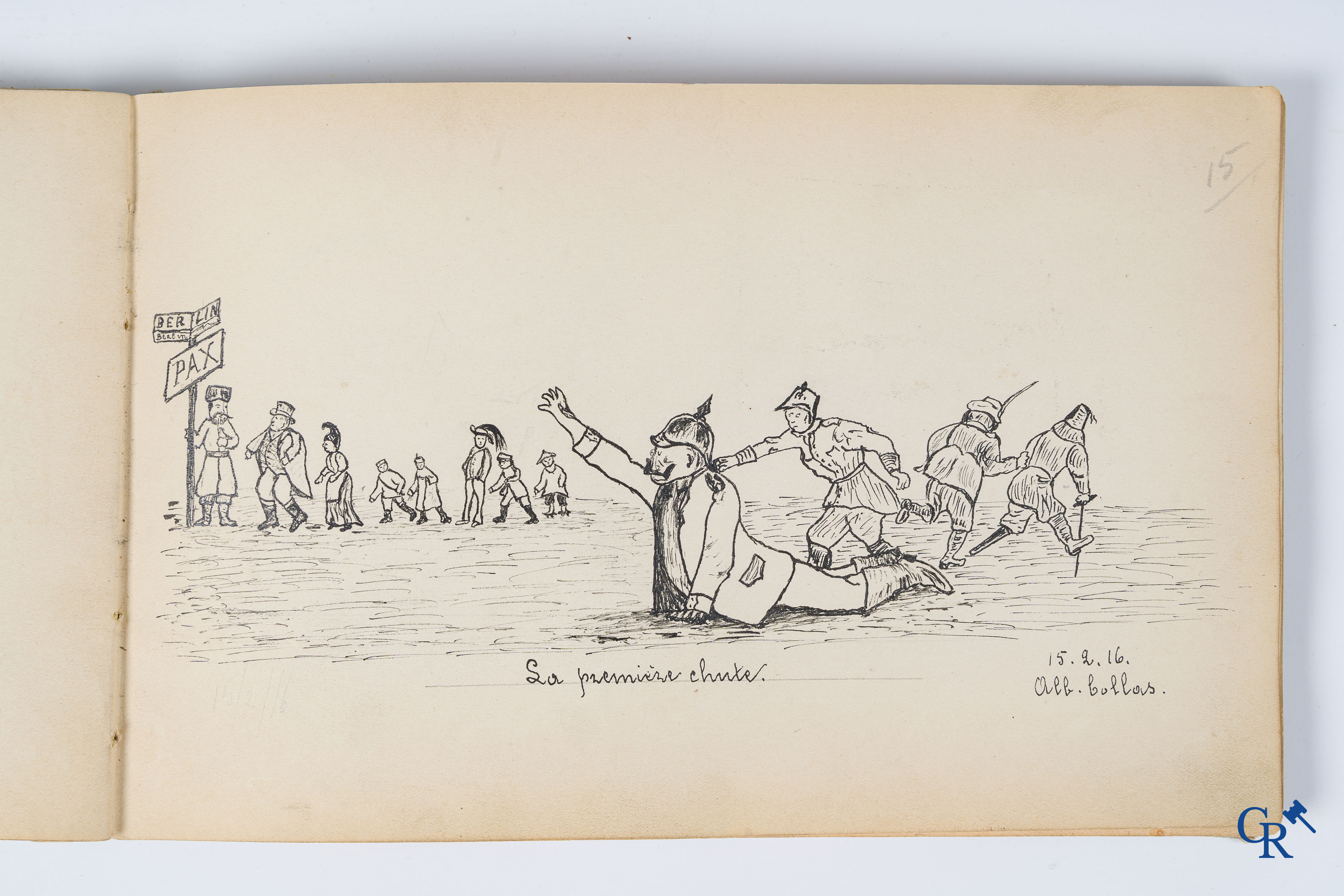 Louis Raemaekers. Schetsenboek gesigneerd Albert Collas en geadresseerd aan Harry Perry Robinson.
