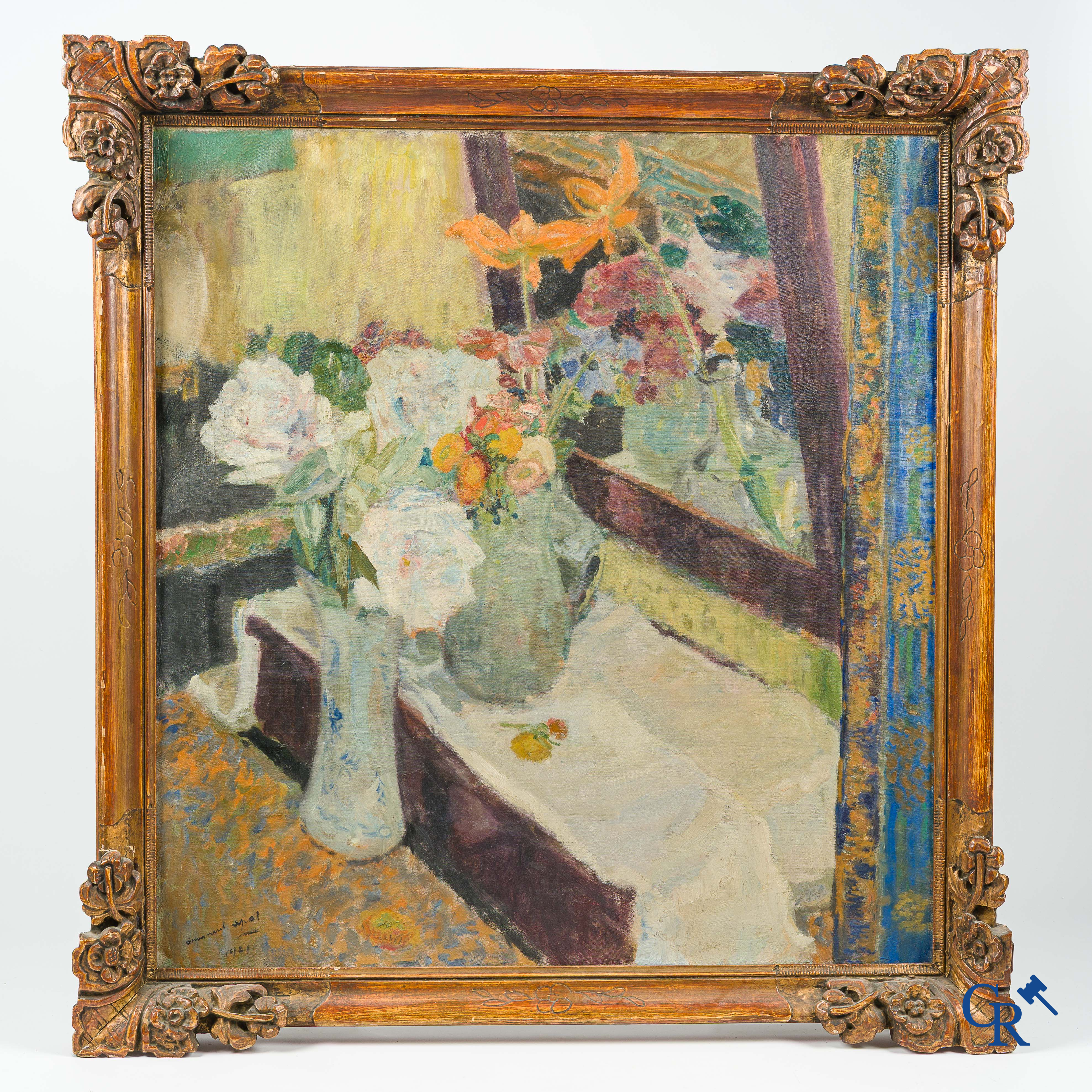 Armand Apol (1879-1950) Bloemenstilleven. Olie op doek. Linksonder gesigneerd en gedateerd 1921.