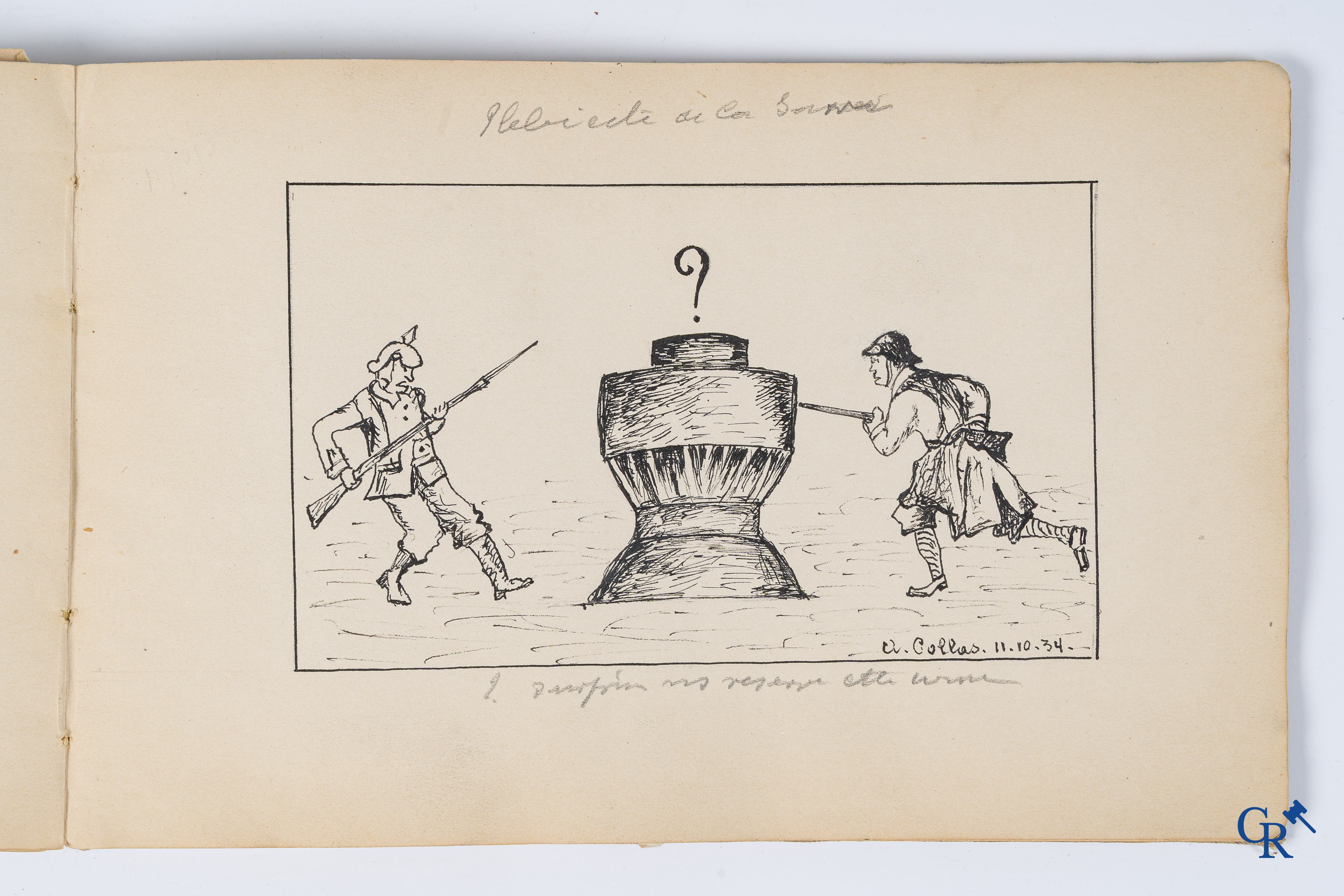 Louis Raemaekers. Schetsenboek gesigneerd Albert Collas en geadresseerd aan Harry Perry Robinson.