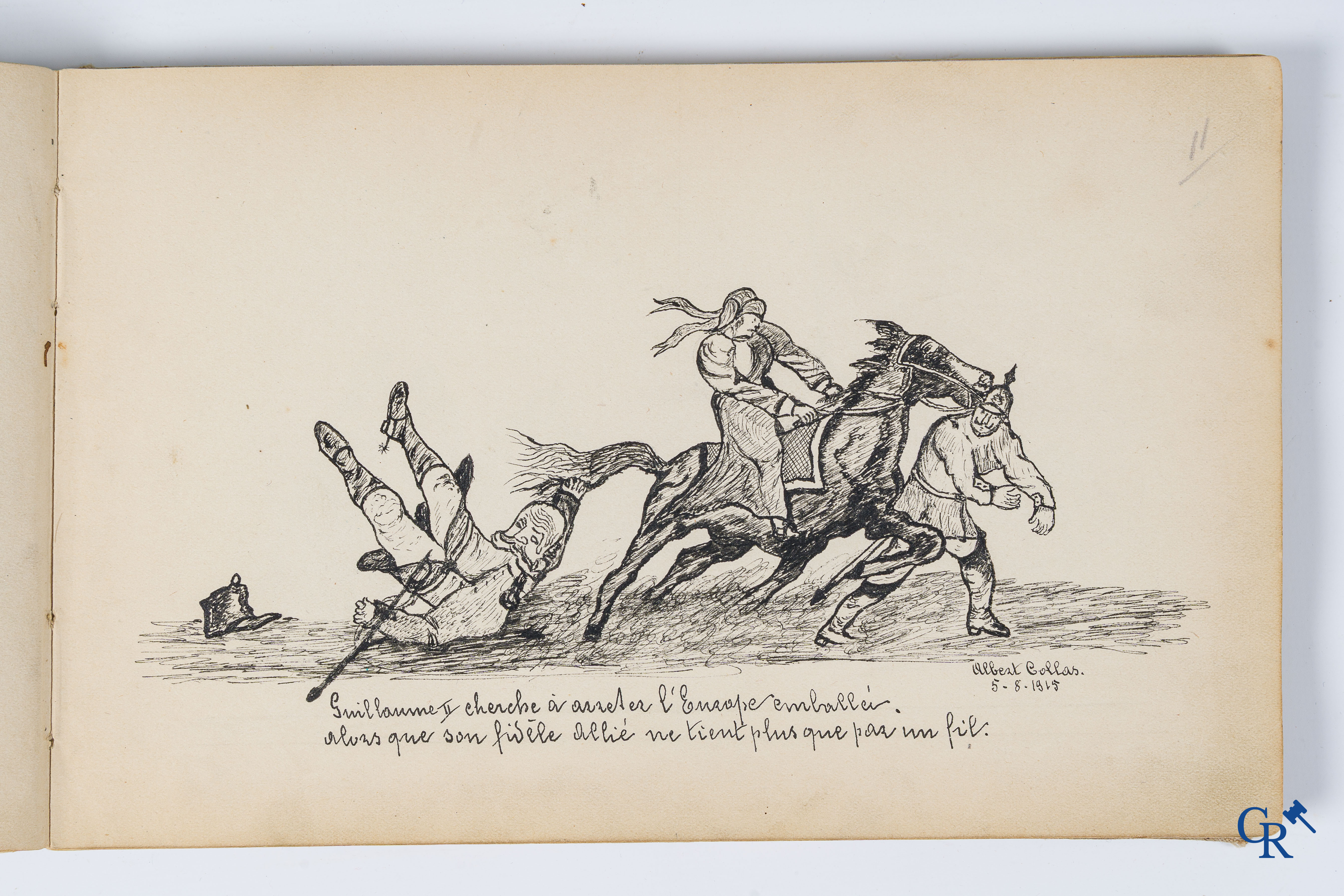 Louis Raemaekers. Schetsenboek gesigneerd Albert Collas en geadresseerd aan Harry Perry Robinson.