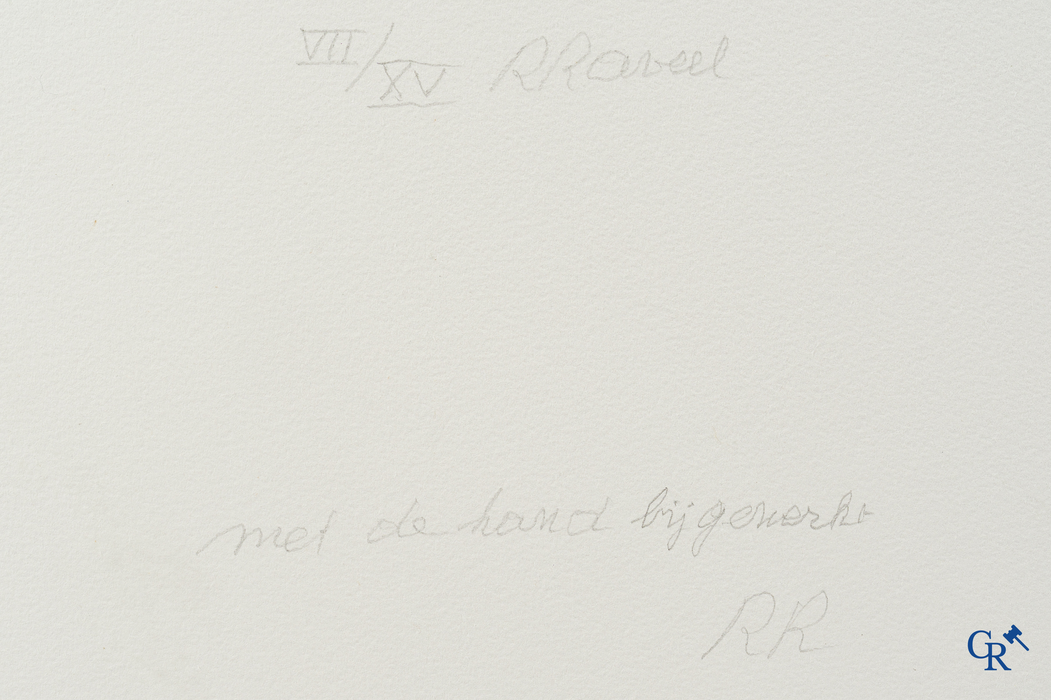 Roger Raveel (1921-2013)(*) "Het essentiële" Met de hand ingekleurde en bijgewerkte ets. Genummerd VII/XV.