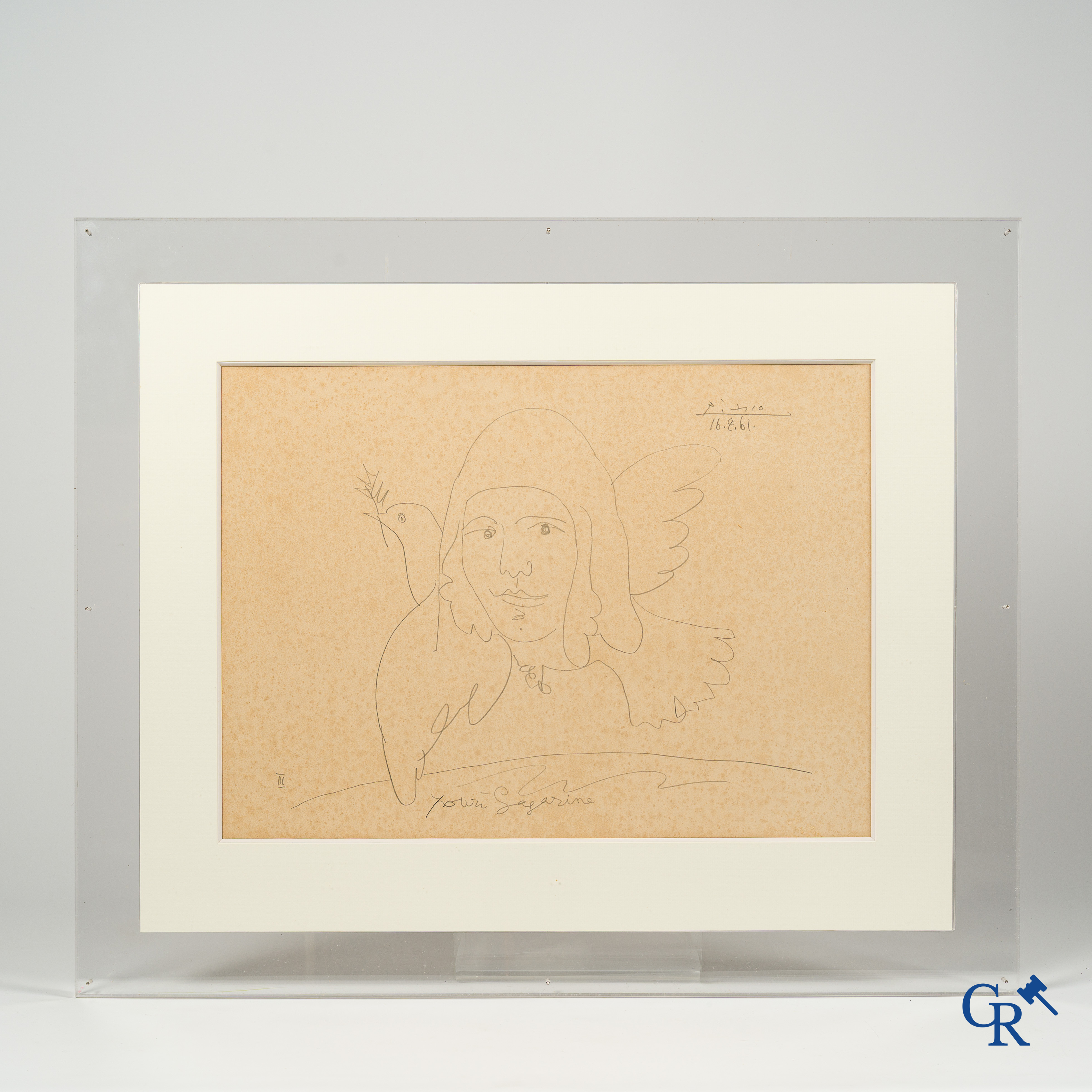 Pablo Picasso (1881-1973)(*) Youri Gagarine. Lithographie, naar een tekening gedateerd 16/4/61.