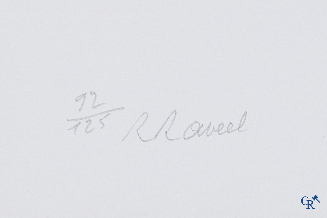Roger Raveel (1921-2013)(*) Zelfportret in profiel. Grote kleurenzeefdruk. Genummerd 92/125.