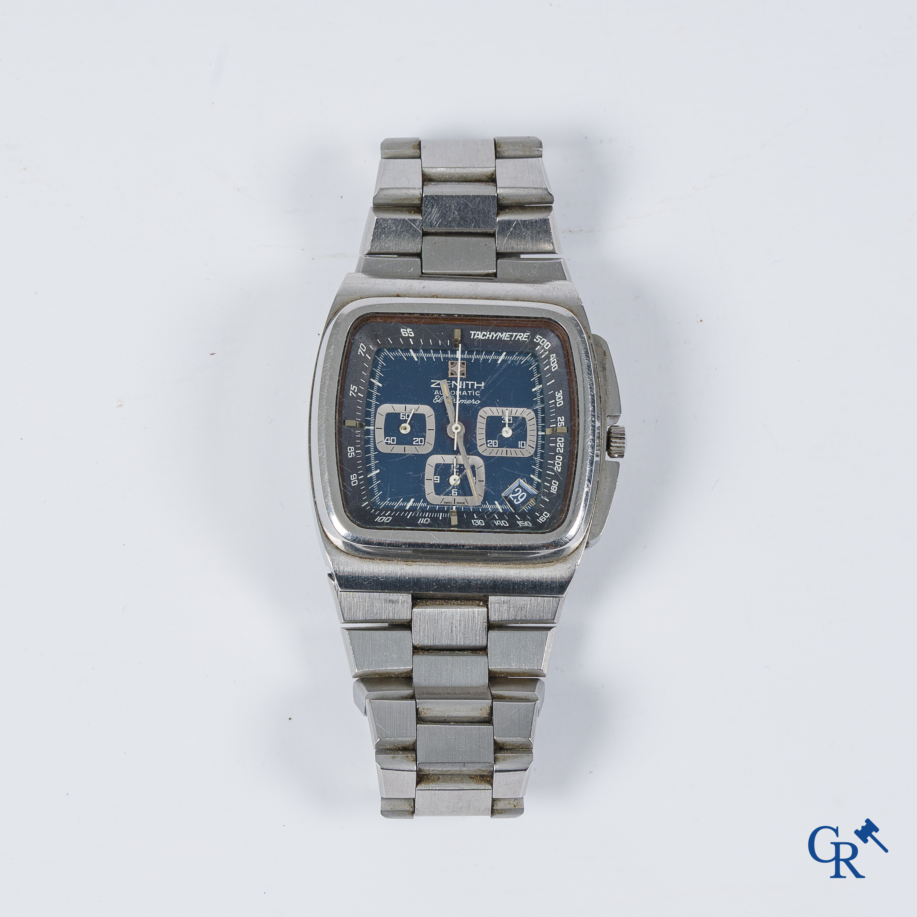 Zenith. Herenpolsuurwerk - chronograaf El Primero Big Blue TV-case in originele doos. Zwitsers werk. Circa 1970.