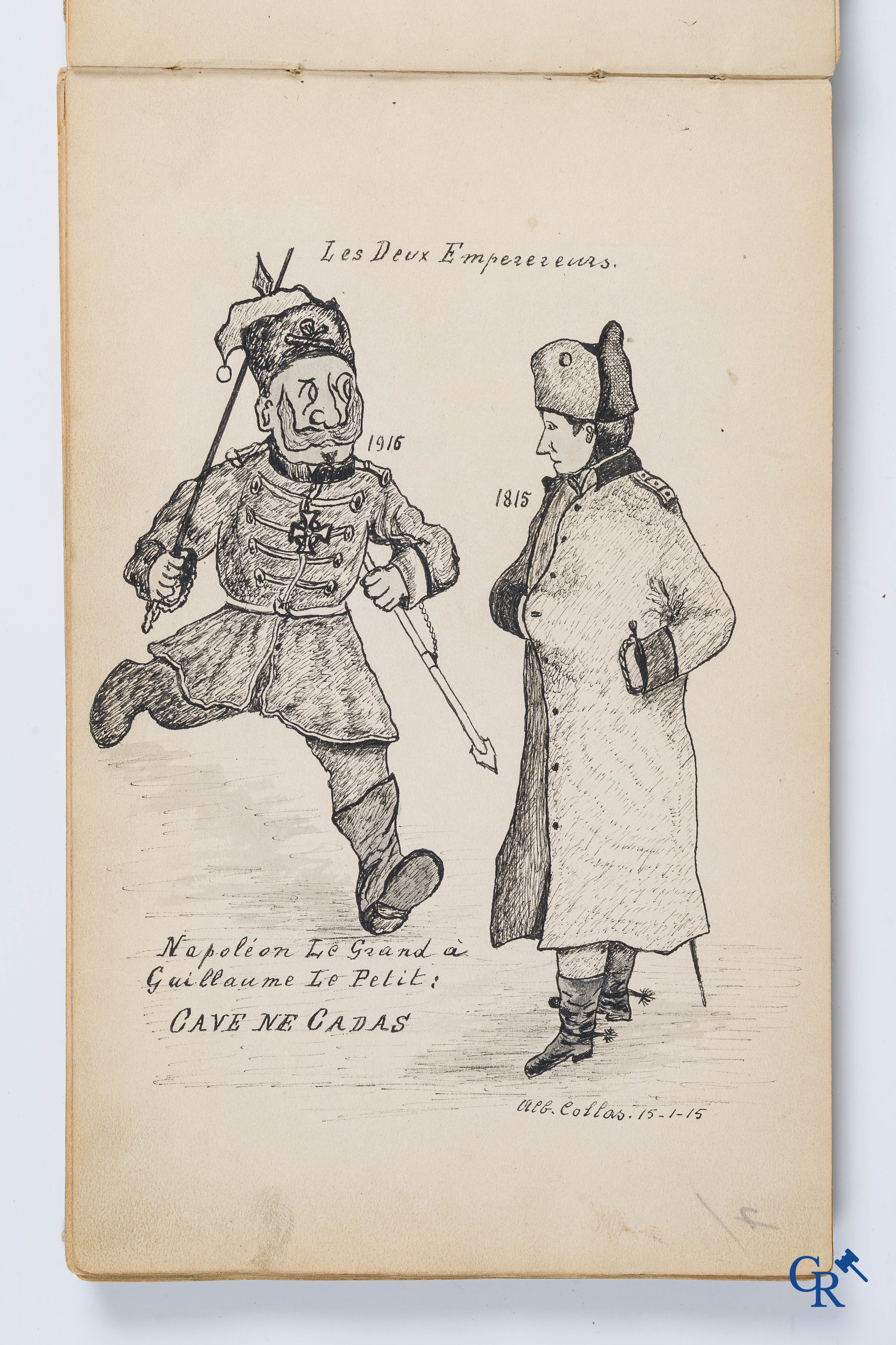 Louis Raemaekers. Schetsenboek gesigneerd Albert Collas en geadresseerd aan Harry Perry Robinson.