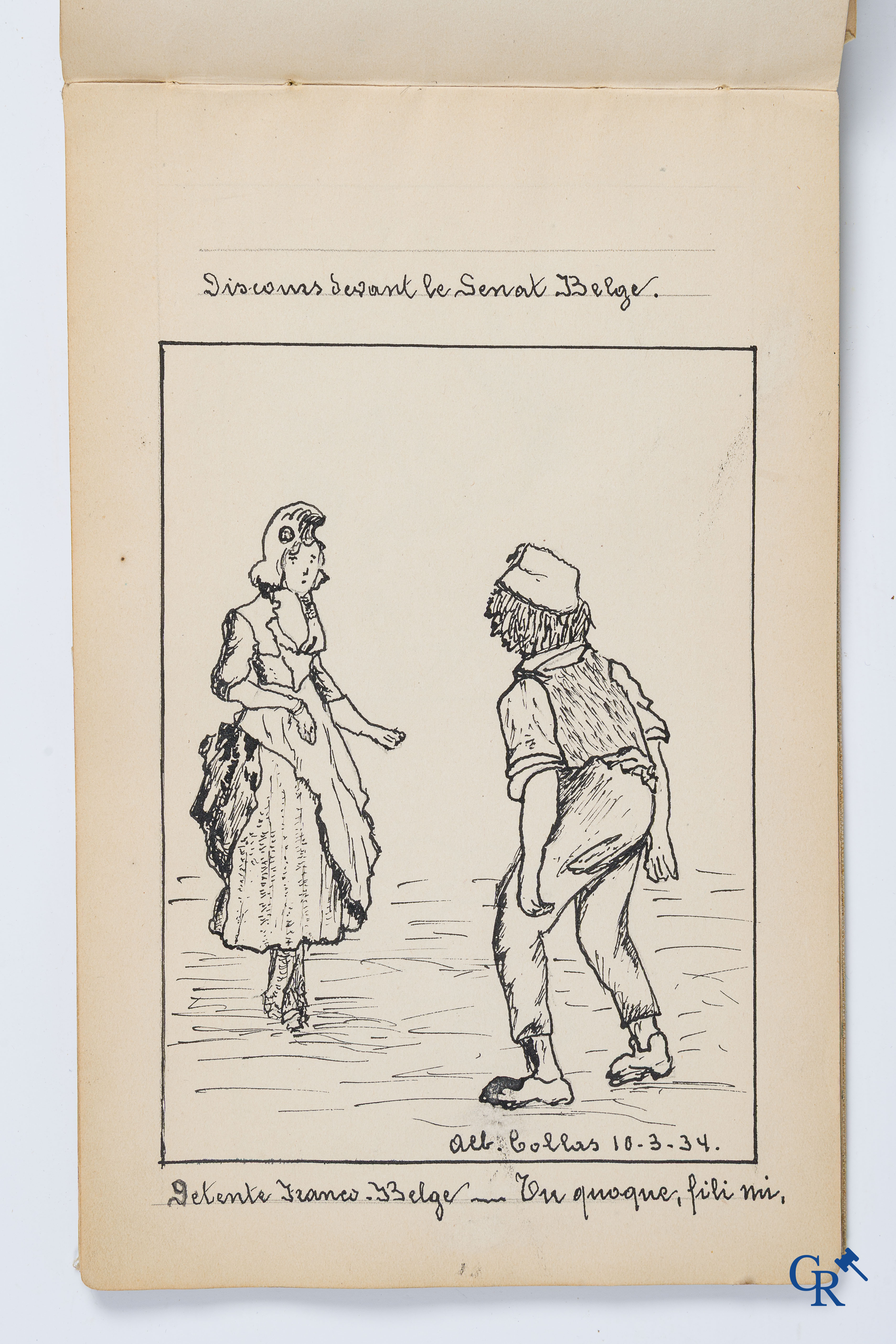 Louis Raemaekers. Schetsenboek gesigneerd Albert Collas en geadresseerd aan Harry Perry Robinson.