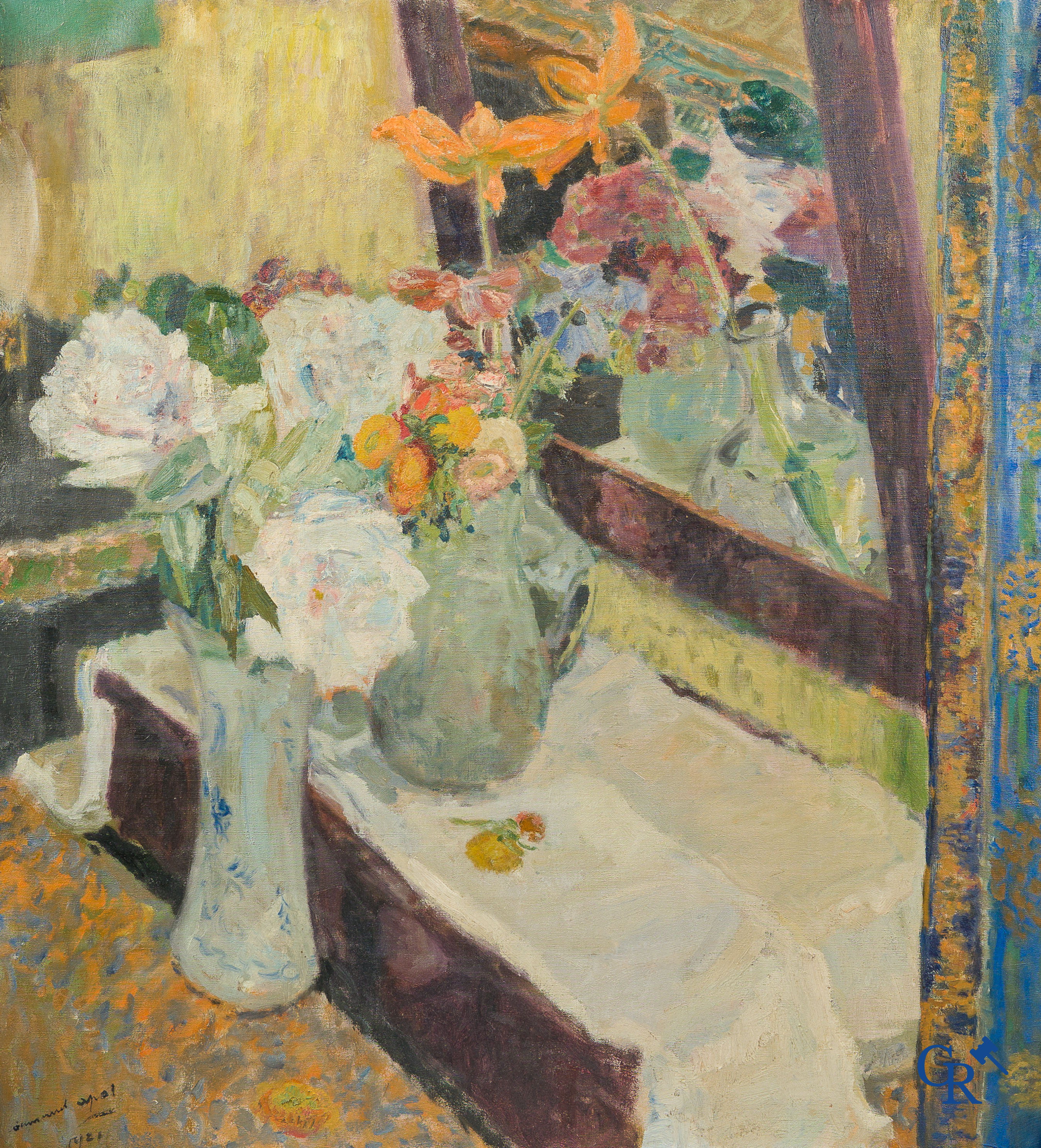 Armand Apol (1879-1950) Bloemenstilleven. Olie op doek. Linksonder gesigneerd en gedateerd 1921.