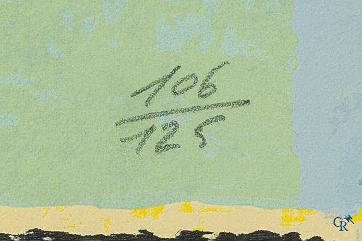 Roger Raveel (1921-2013)(*) "Vader en zoon" Kleuren lithografie. Gesigneerd en genummerd 106/125.