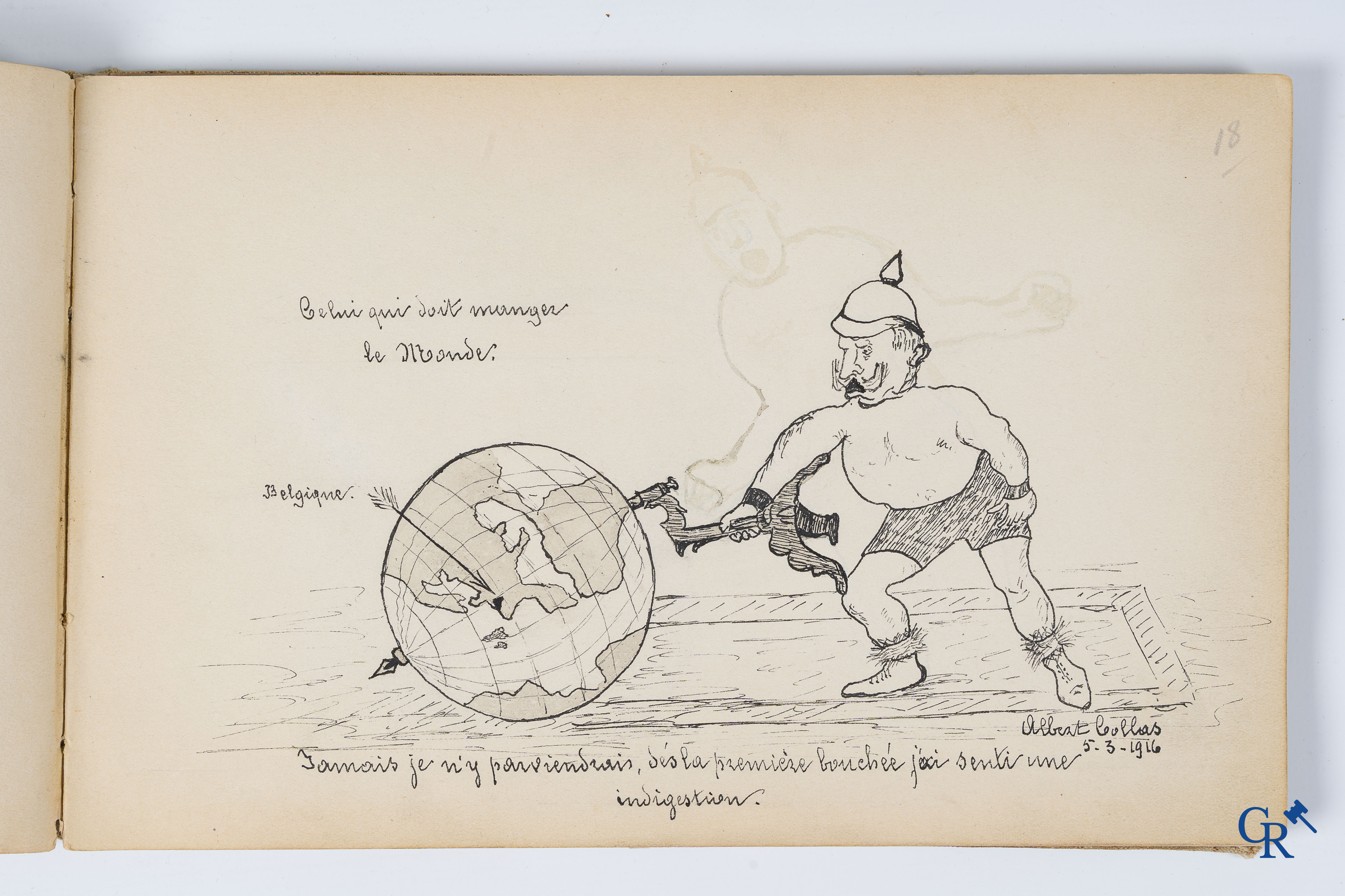 Louis Raemaekers. Schetsenboek gesigneerd Albert Collas en geadresseerd aan Harry Perry Robinson.