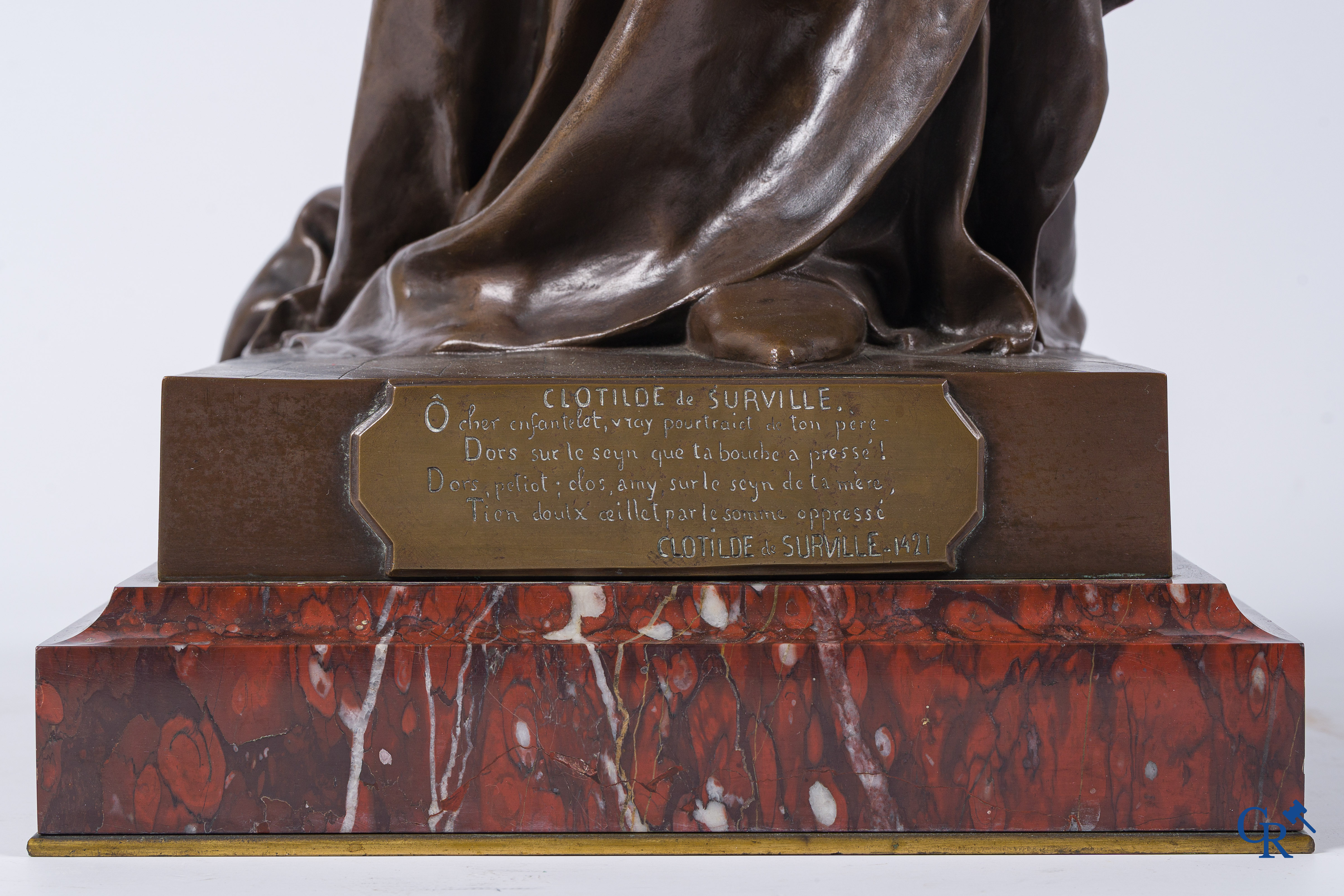 Jean Gautherin (1840-1890) en gieterij Barbedienne. Clotilde de Surville. Bronzen beeld met bruine patine.