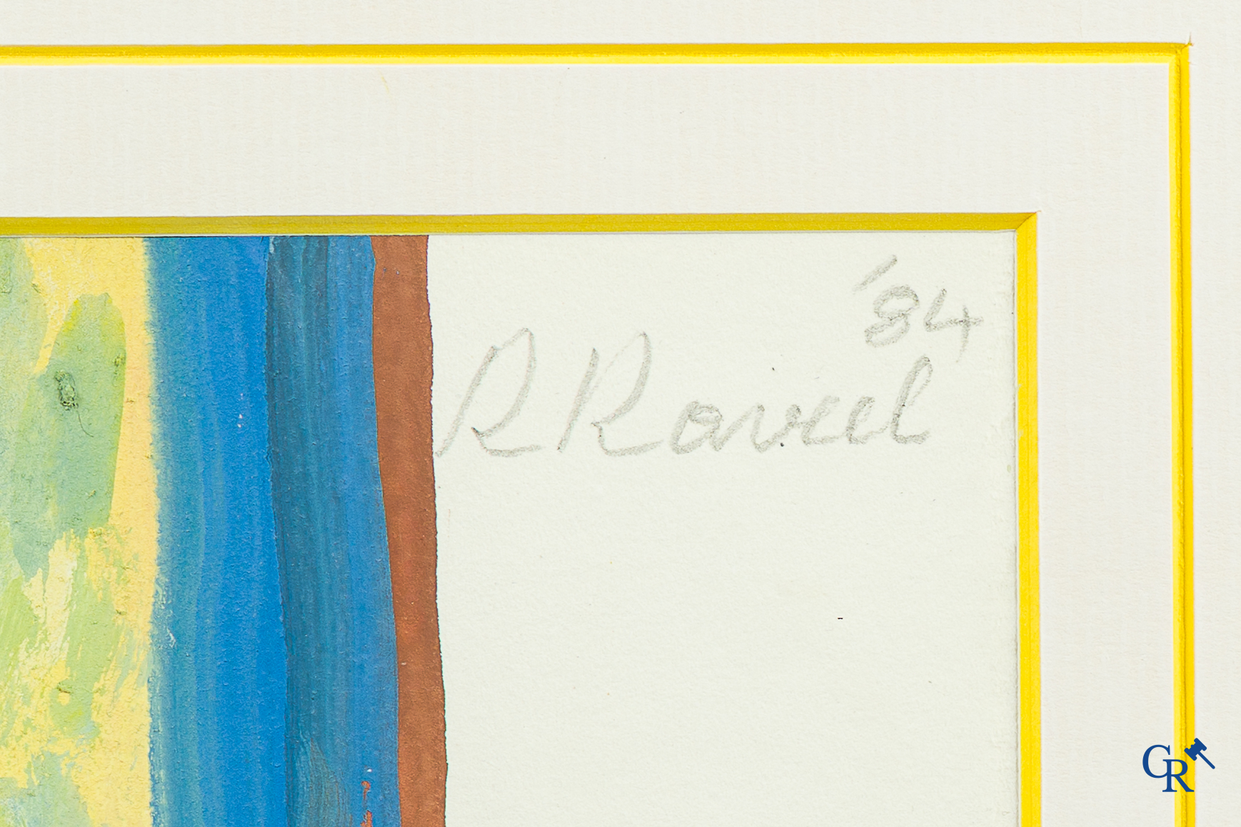 Roger Raveel (1921-2013) (*). "Rode vlek in de leegte van een gedachte" Waterverf, gouache. 1984.