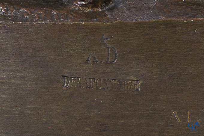 James Pradier. "De Jacht" Bronzen beeld met bruine patine. Alphonse Giroux en gieterijstempel Delafontaine. 19e eeuw.