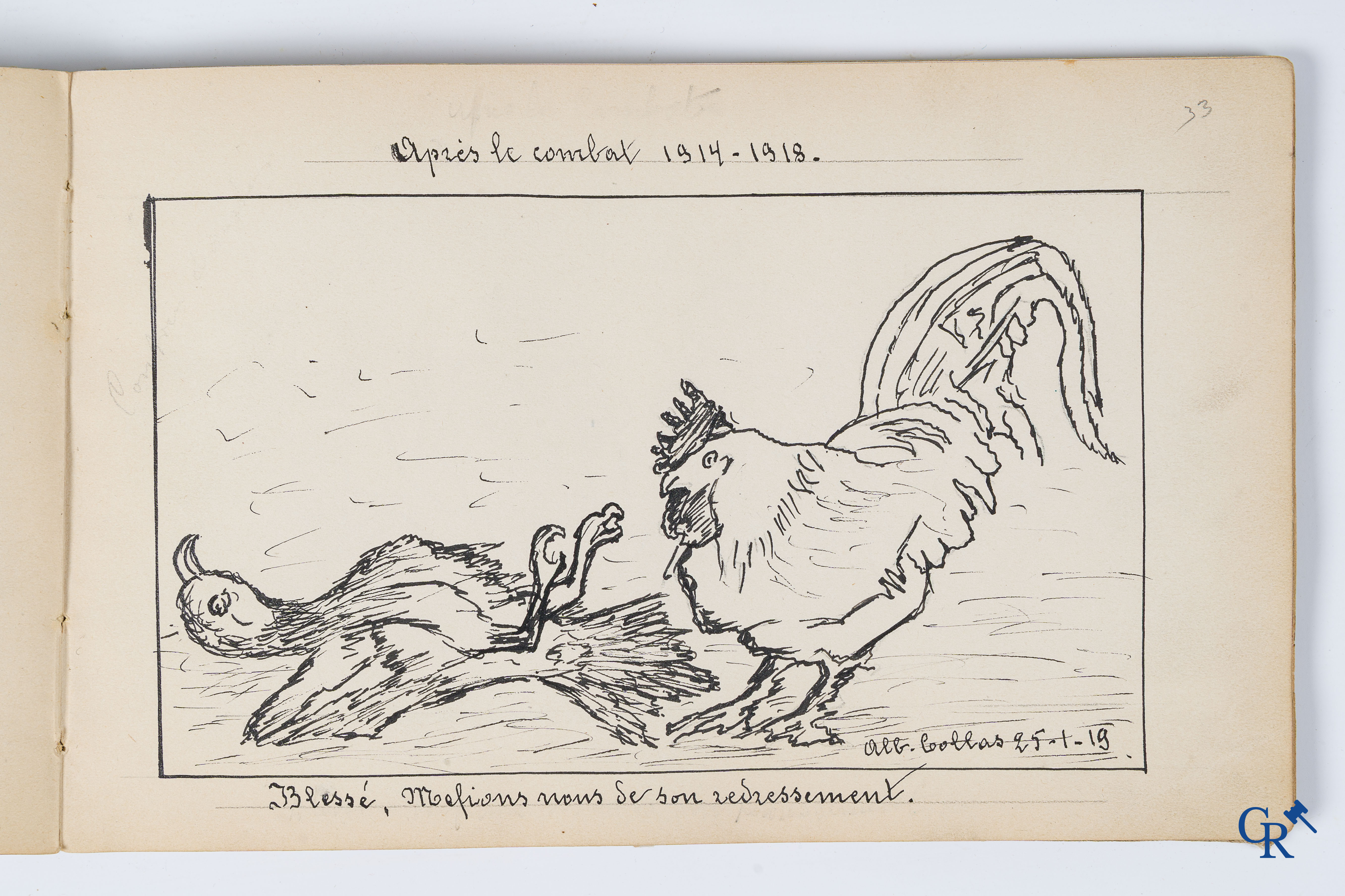 Louis Raemaekers. Schetsenboek gesigneerd Albert Collas en geadresseerd aan Harry Perry Robinson.